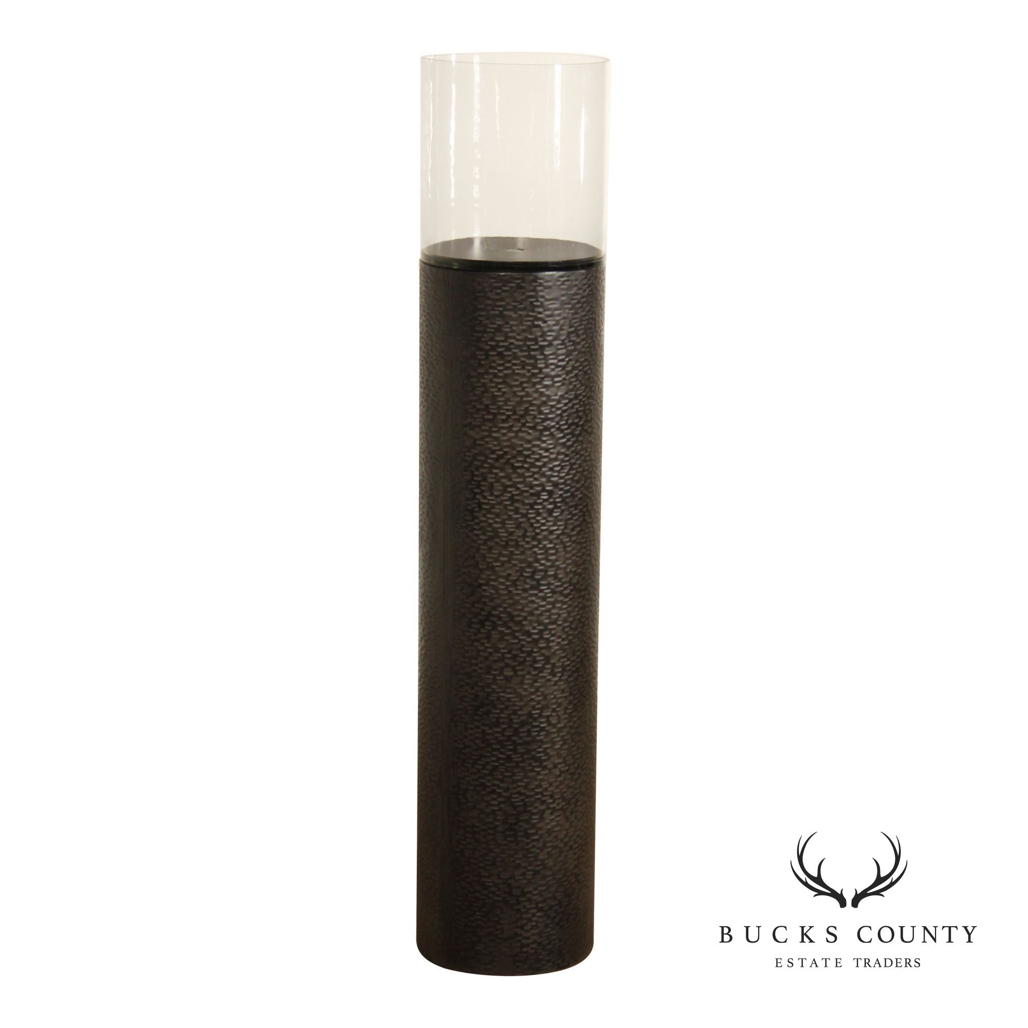 Contemporary Hammered Steel Pillar Candle Stand
