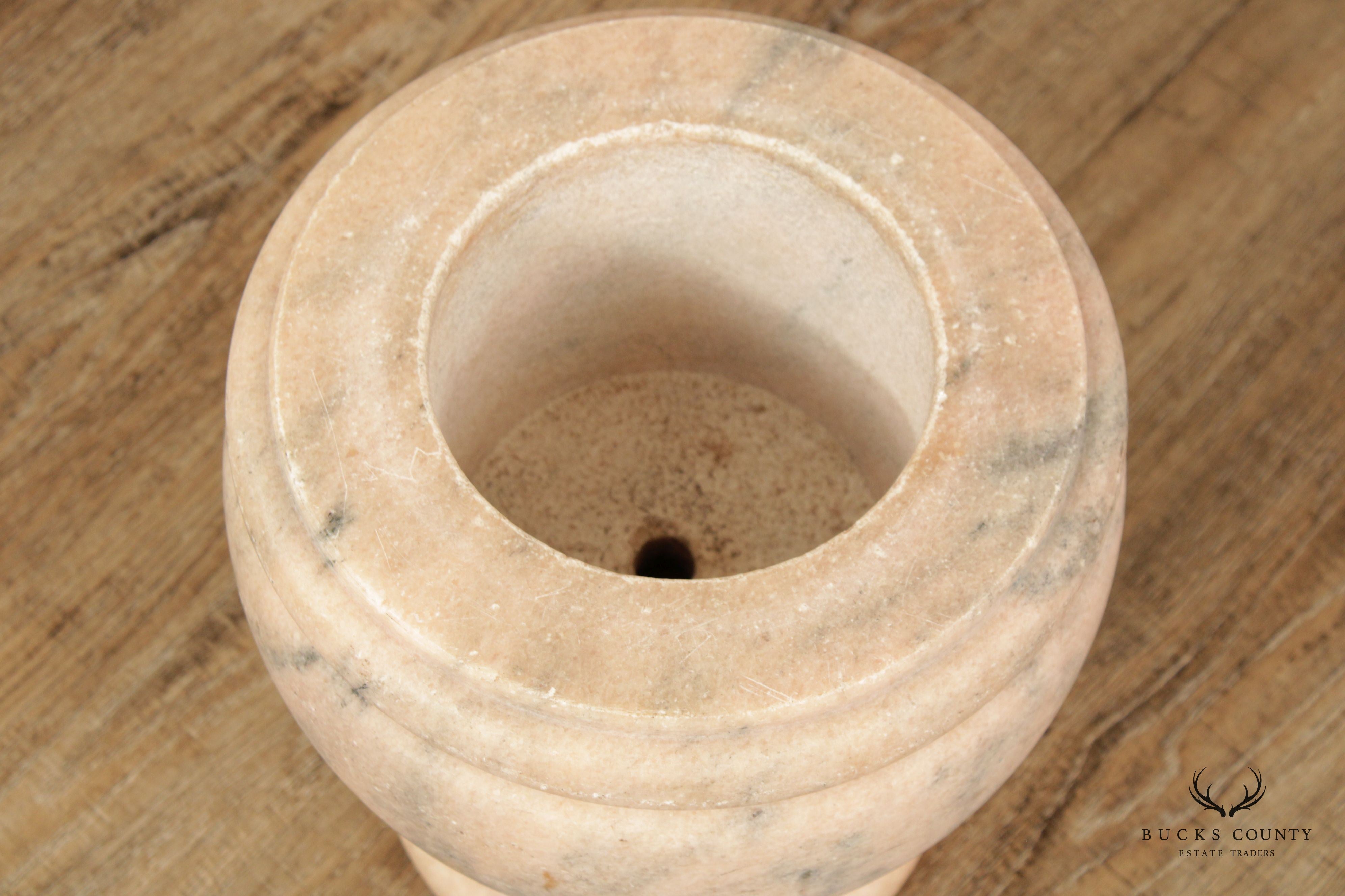 Antique Style Marble Footed Urn Vase with Turned Rim