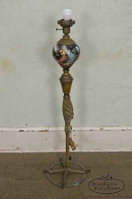 Antique Bronze Stork Leg Floor Lamp (possibly P.E. Guerin)