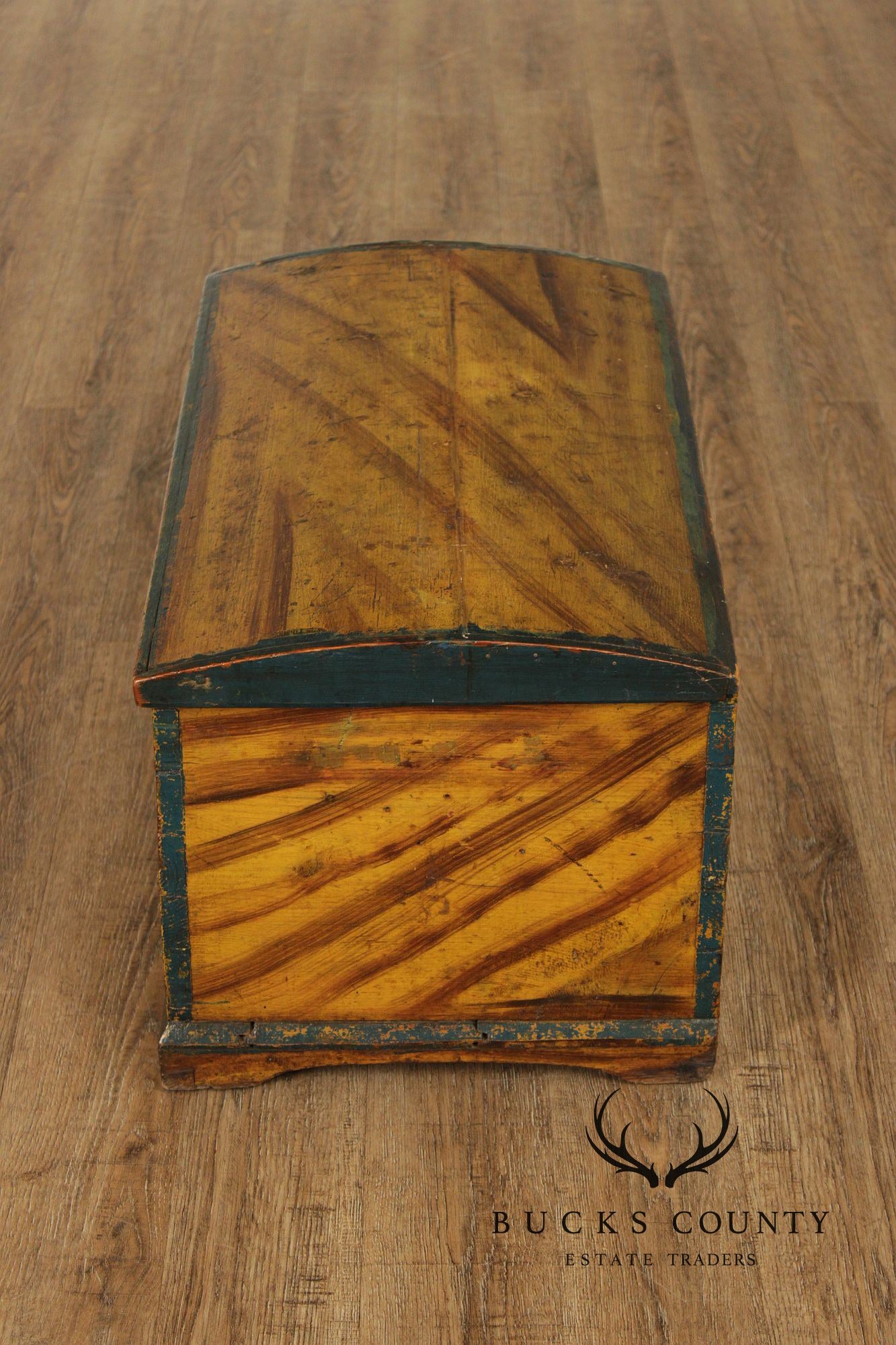 Antique Dome Top Grain Painted Pine Blanket Chest