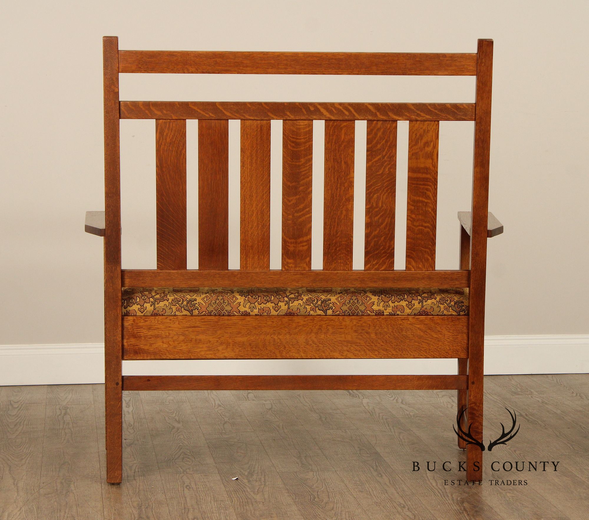 Stickley Mission Collection Harvey Ellis Oak Settee with Inlay