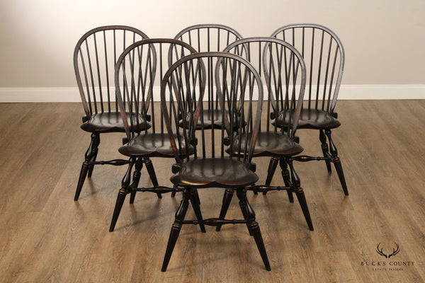 Ashlen Farmhouse Style Set of Six Crackle Windsor Dining Chairs