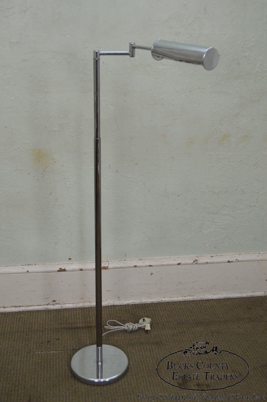 Nessen Studios Mid Century Modern 1960s Chrome Swing Arm Floor Lamp