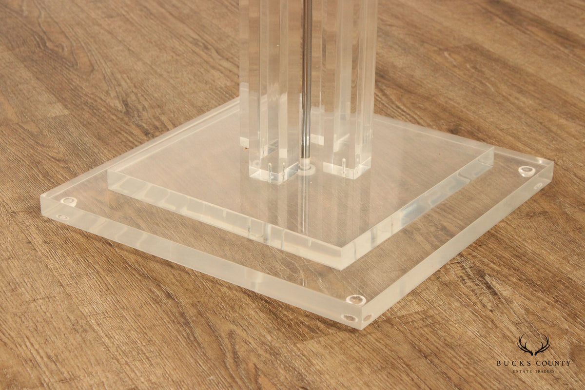 Postmodern Round Lucite Pedestal Center Table