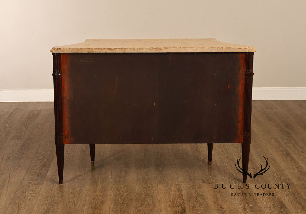 Louis XVI Style Fitted Marble Top Three-Drawer Commode