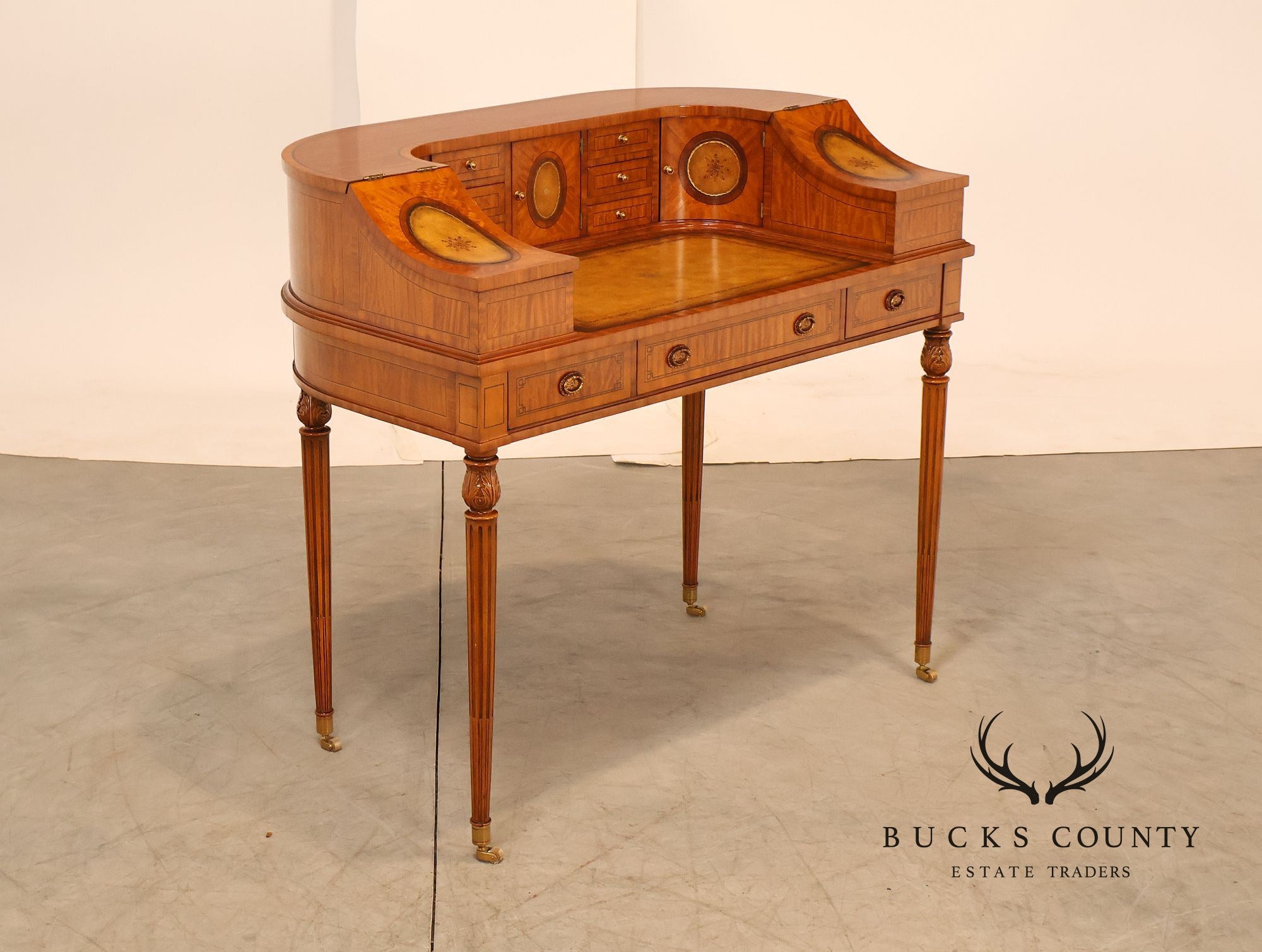 Maitland Smith Regency Style Satinwood Carlton House Writing Desk