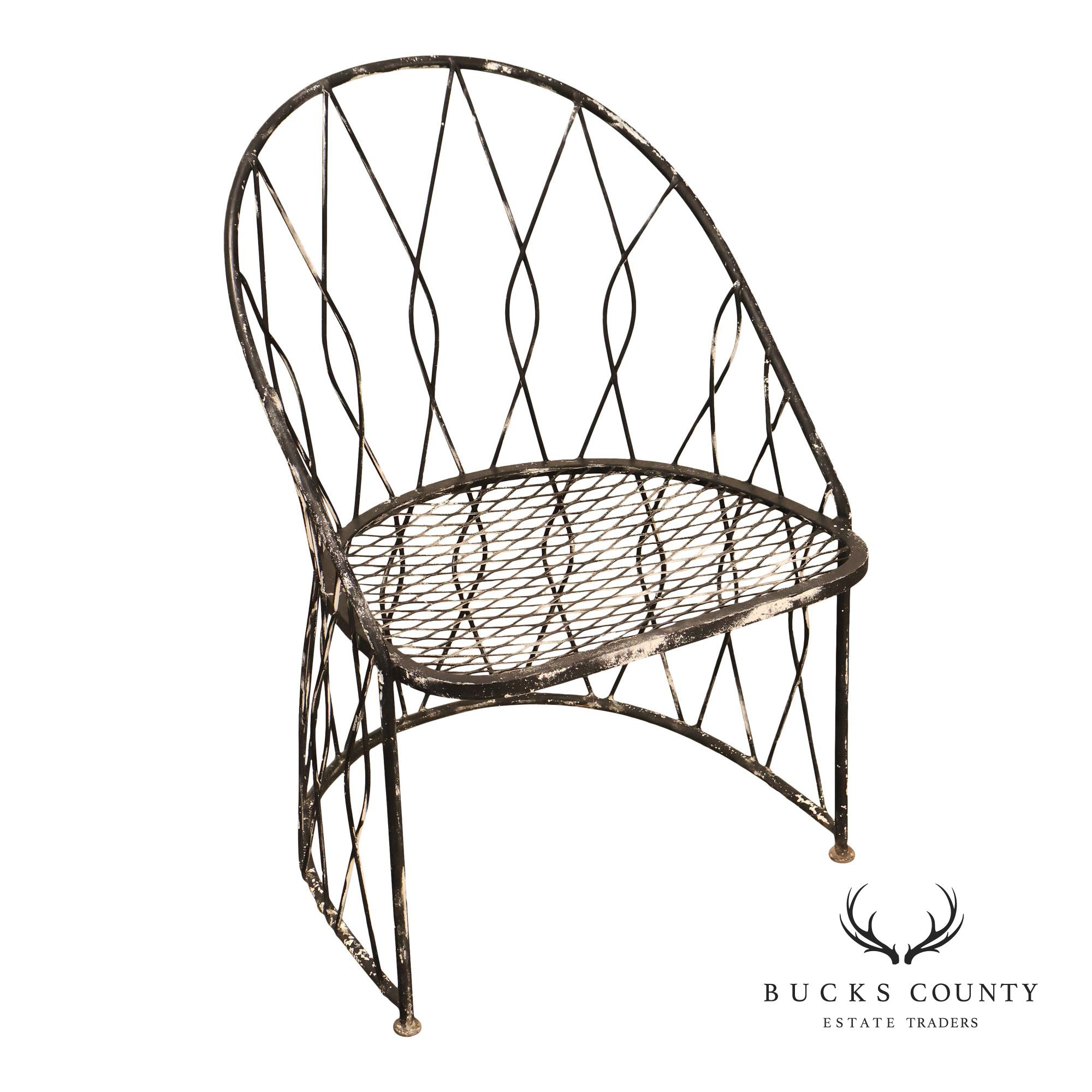 Salterini Wrought Iron Outdoor Patio Barrel Armchair