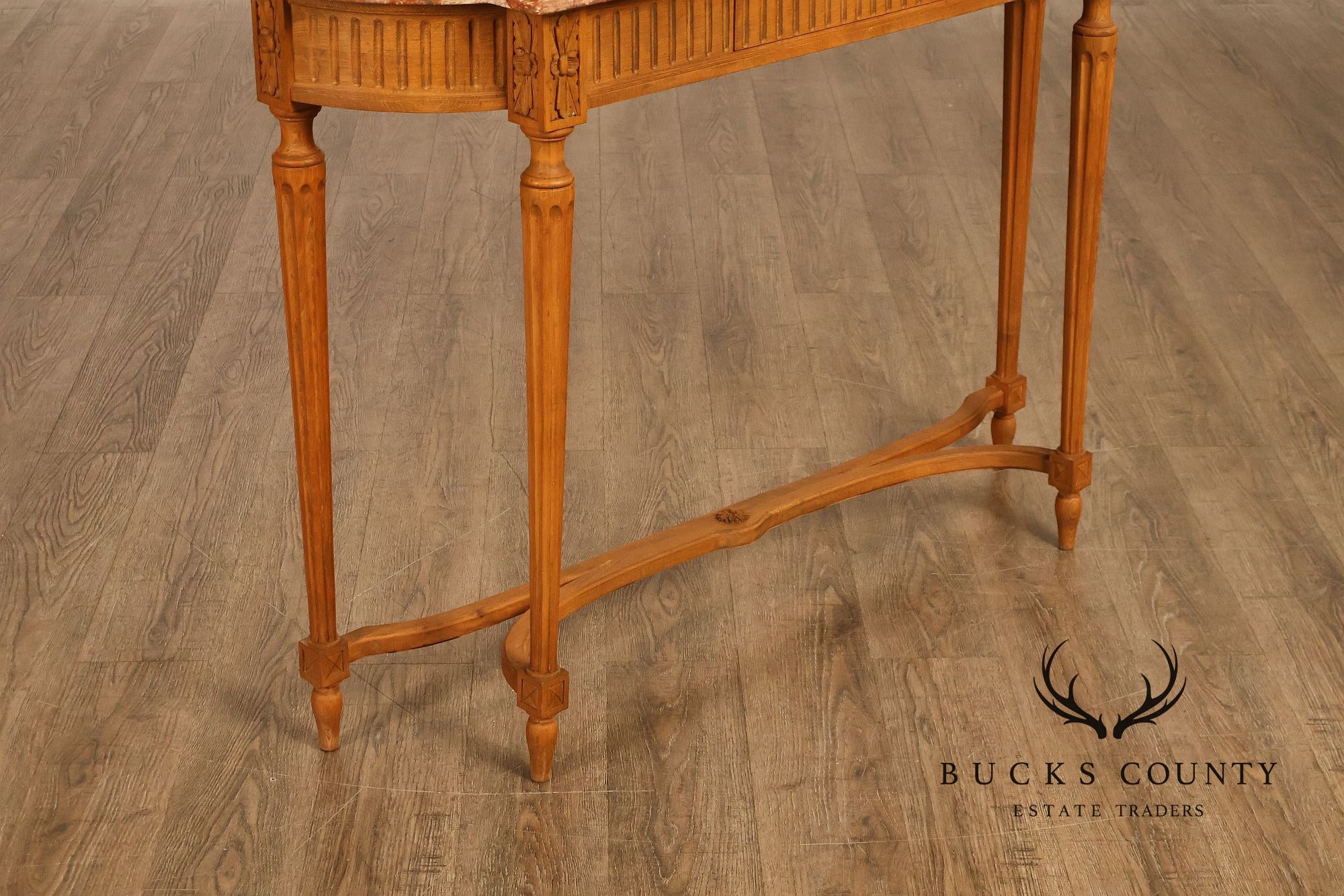 French Louis XVI Style Marble Top Narrow Console