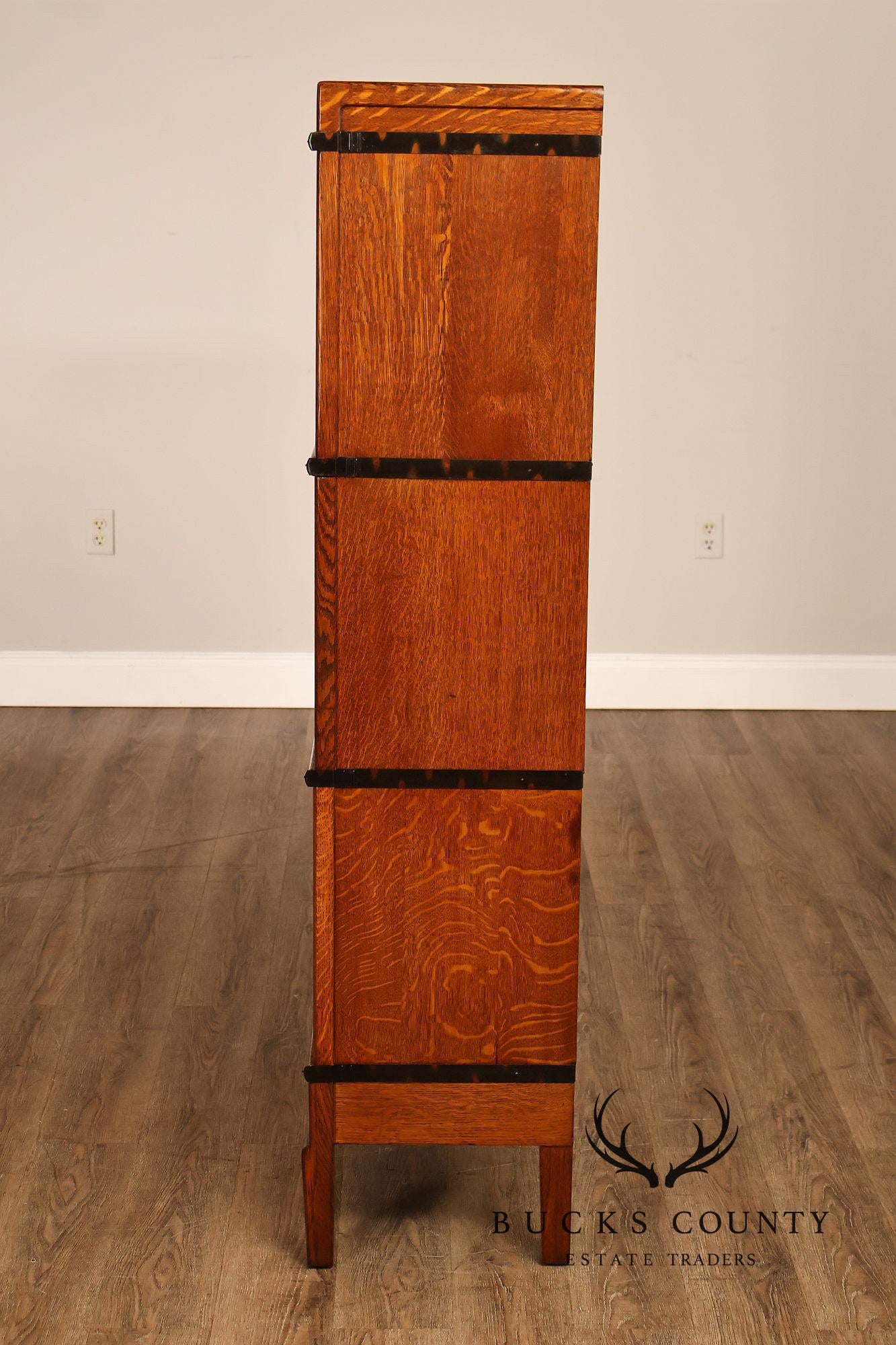 Macey Antique Oak Three Stack Barrister Bookcase