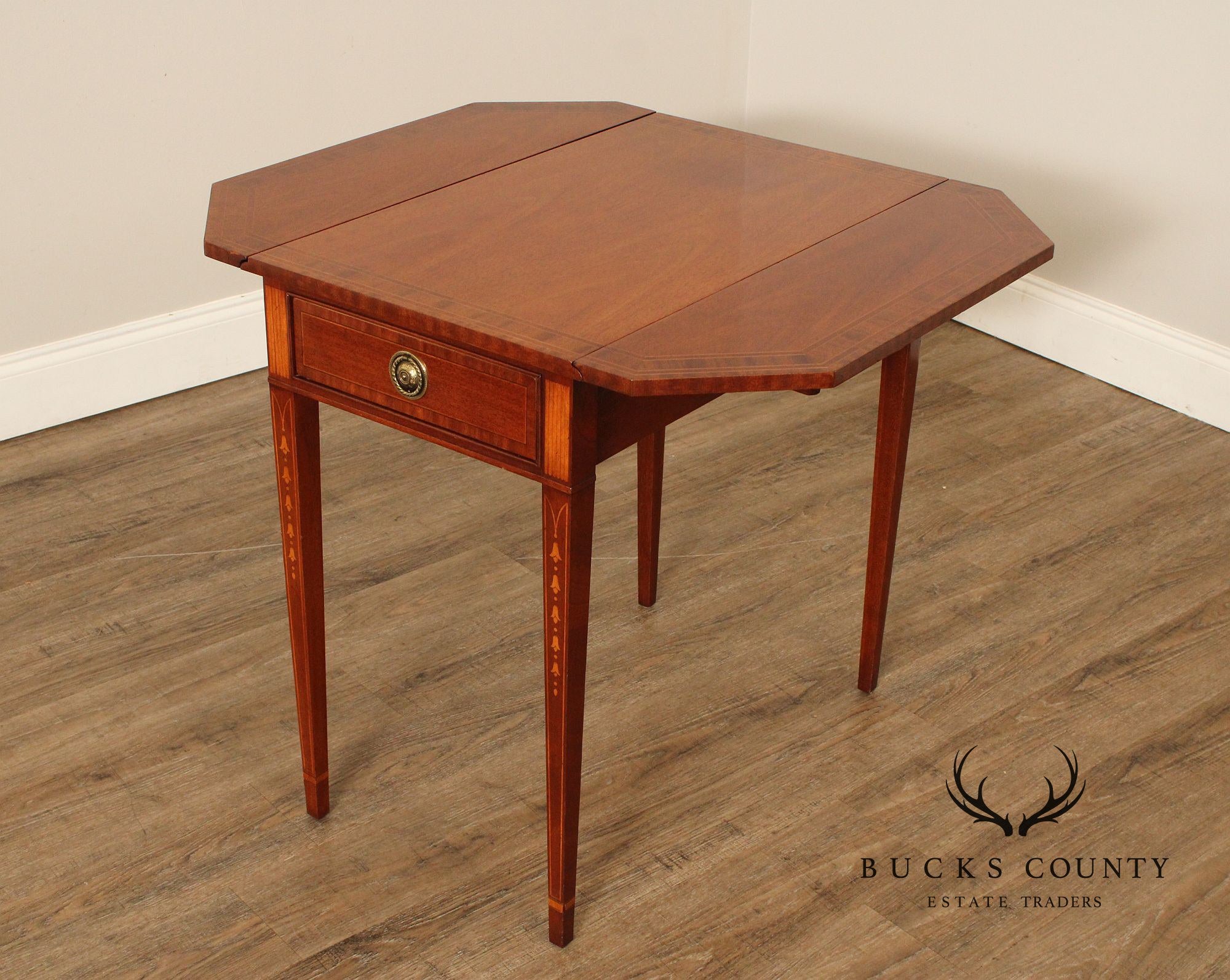 Councill Federal Style Pair of Inlaid Mahogany Pembroke Side Tables