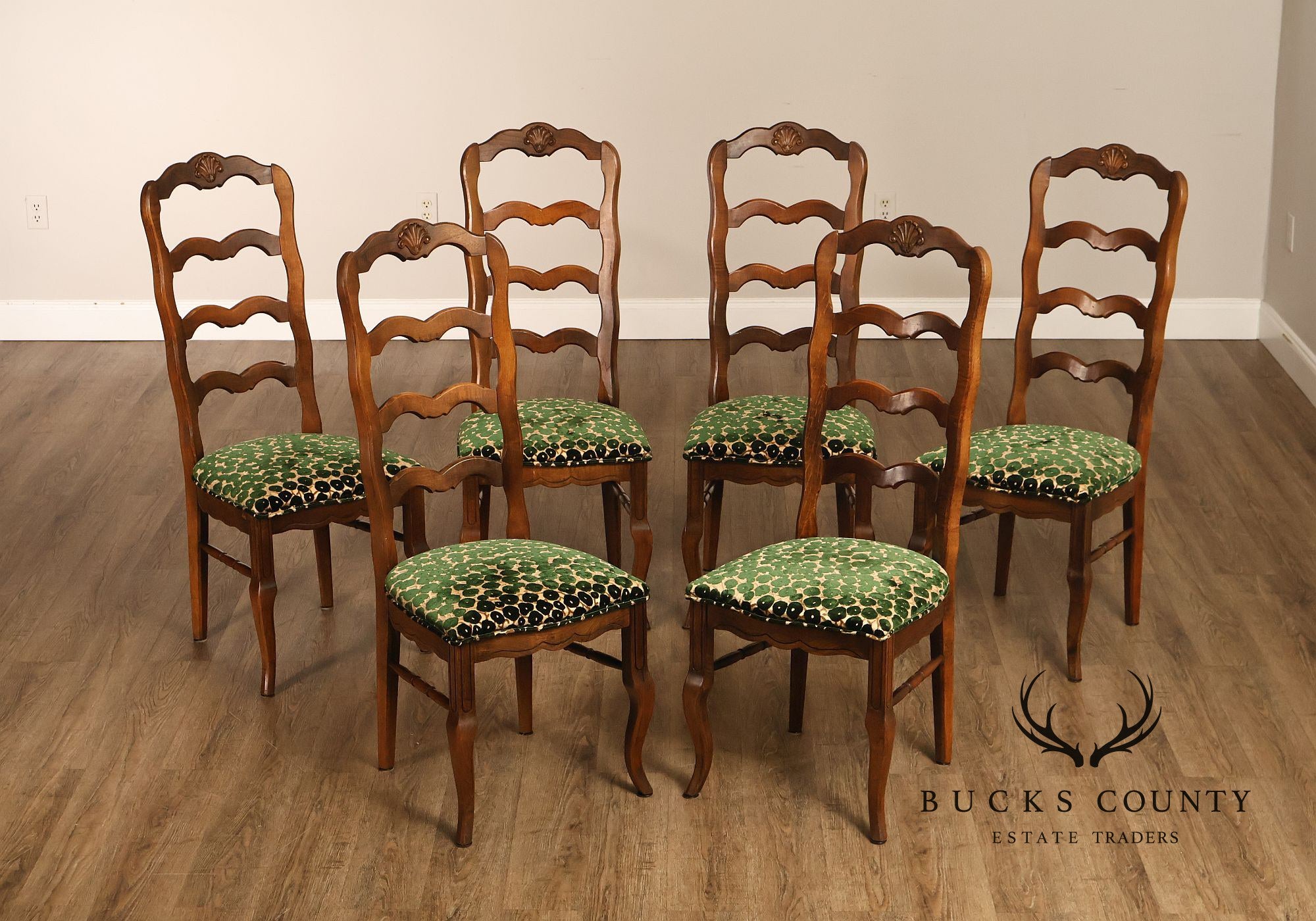 Hill Mfg. Corp. French Country Style Set of Six Ladderback Dining Chairs