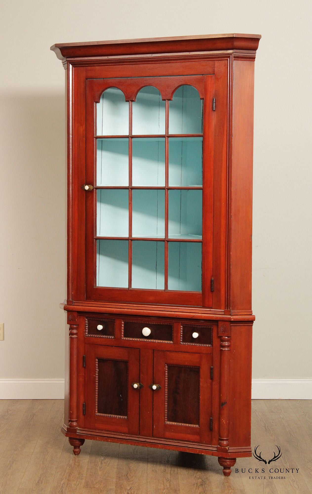 Antique American Farmhouse Cherry Corner Cabinet