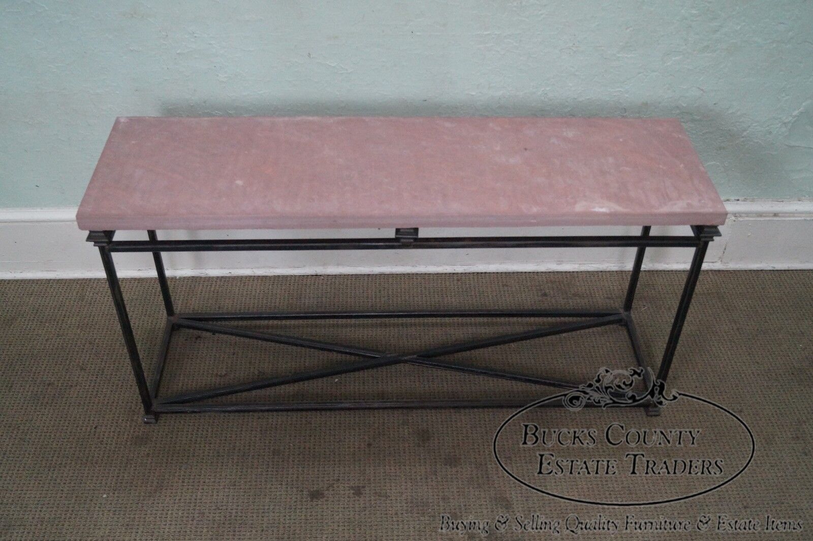 Quality Iron Base Console Table w/ Slate Top