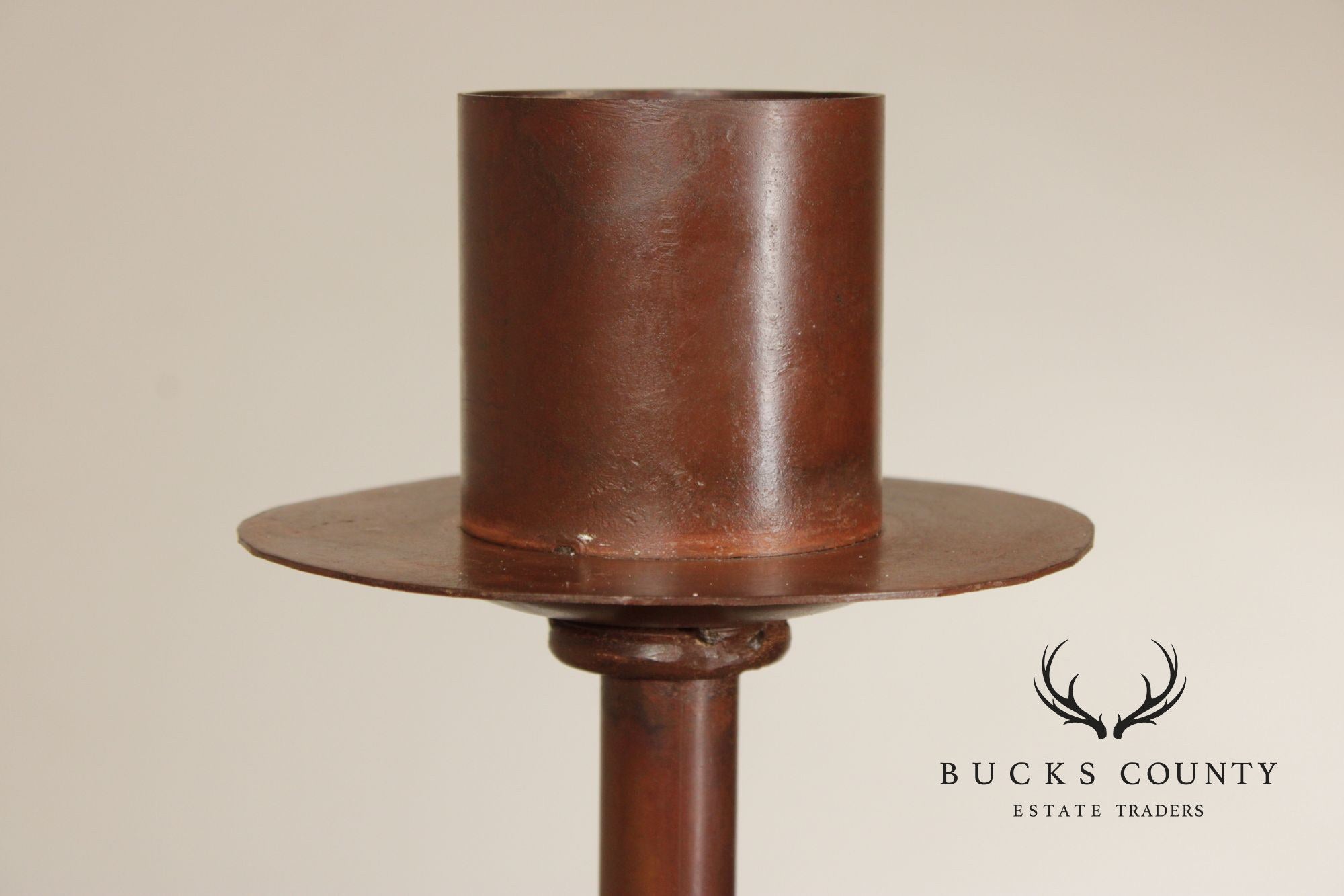 Vintage European Set of Three Tall Iron Candlesticks