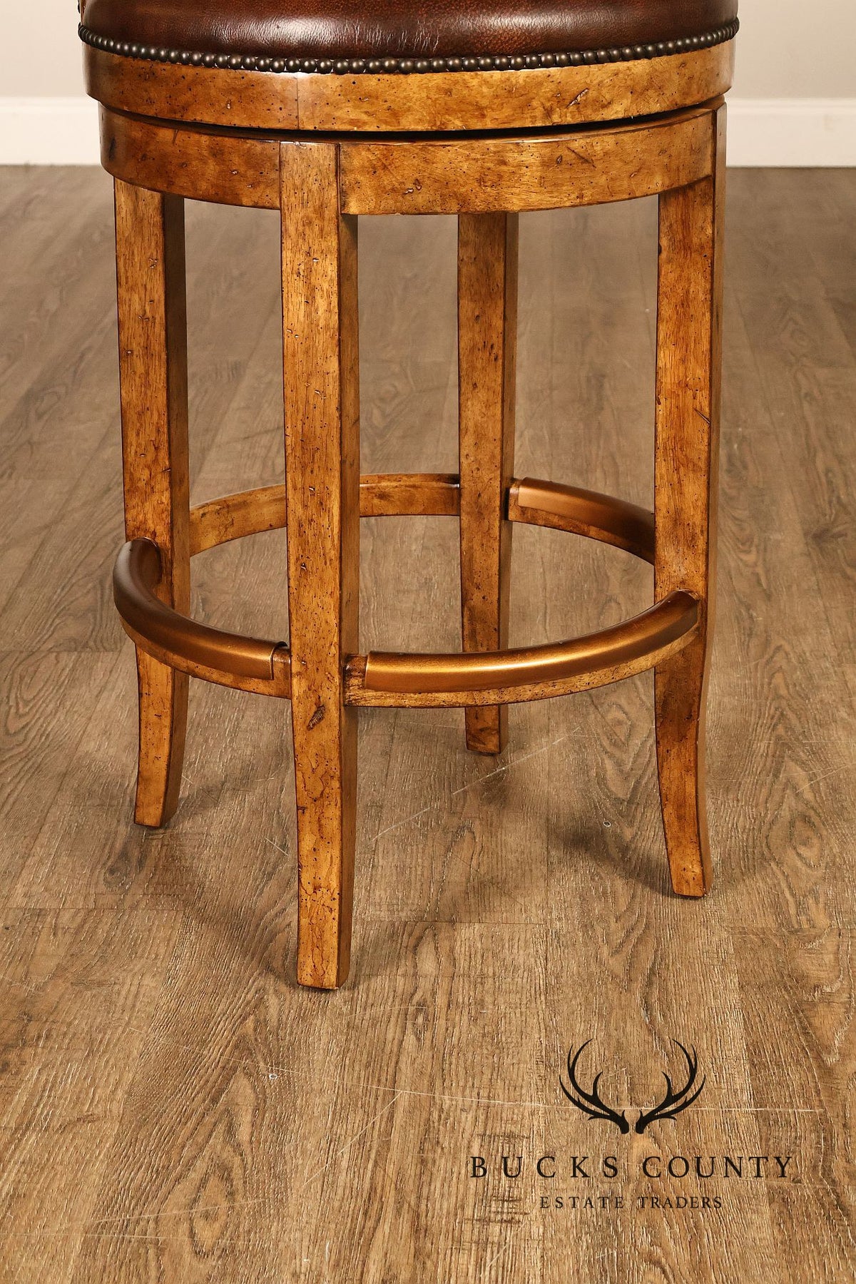 Contemporary Set Of 4 F aux Leather Upholstered Bar Stools