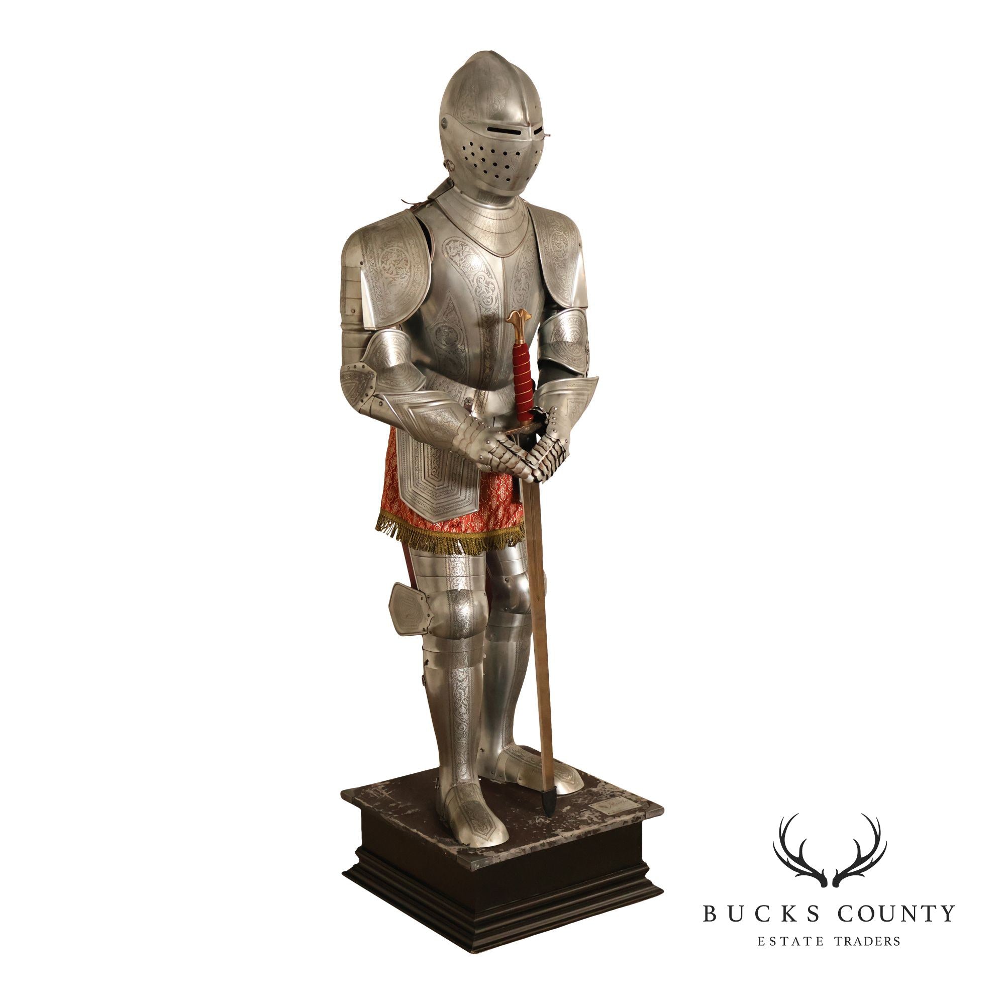 Marto Toledo Spanish Engraved Full Suit of Armor with Sword