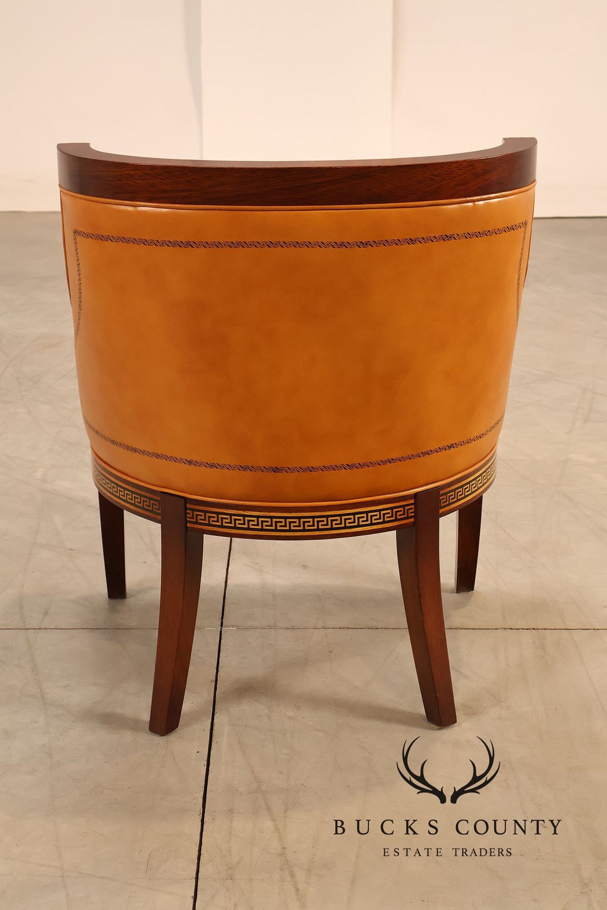 Neoclassical Empire Style Pair Of Mahogany And Leather Armchairs