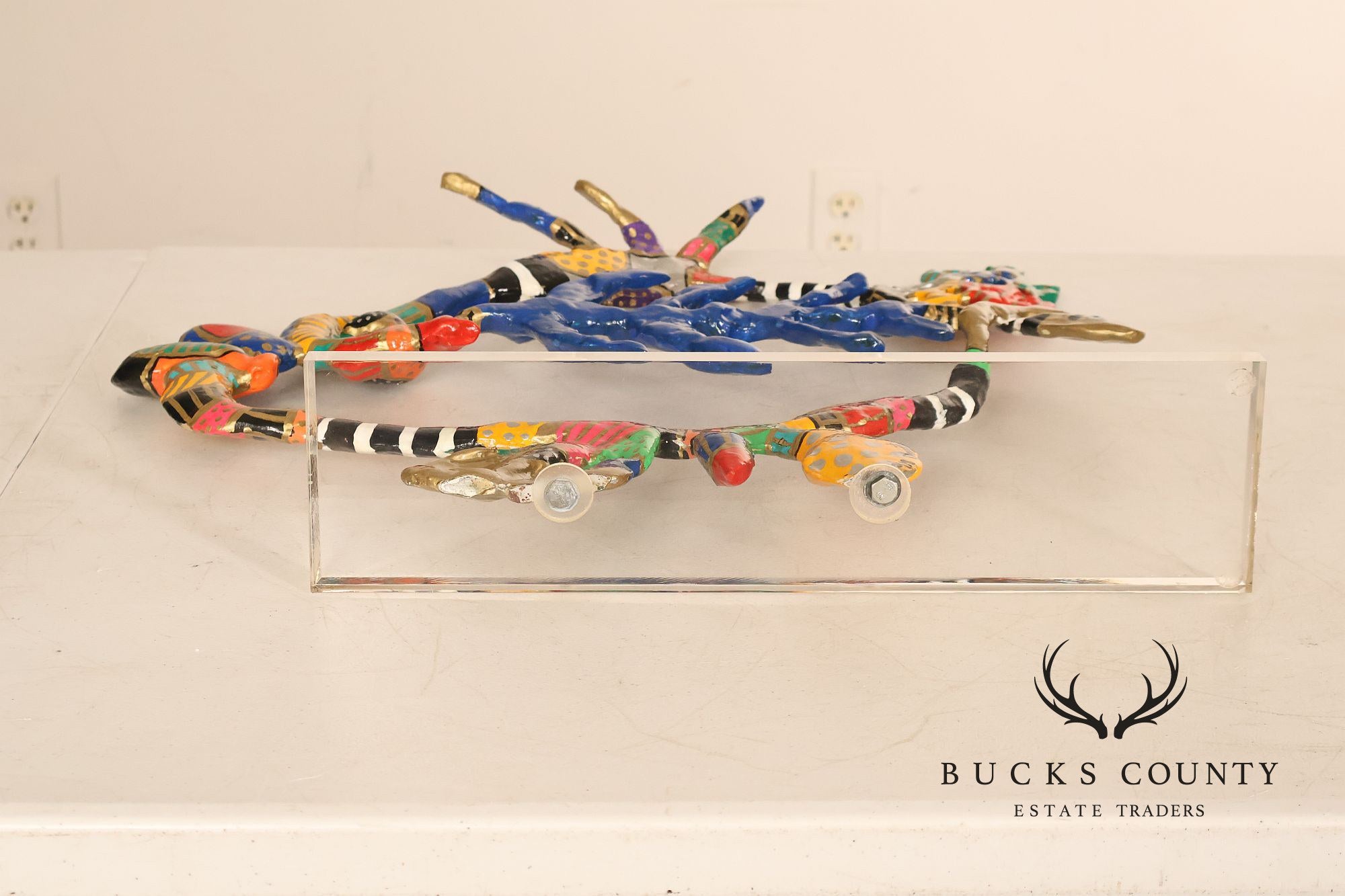 Dorit Levinstein Colorful Modern Mixed Media Sculpture On Lucite Base