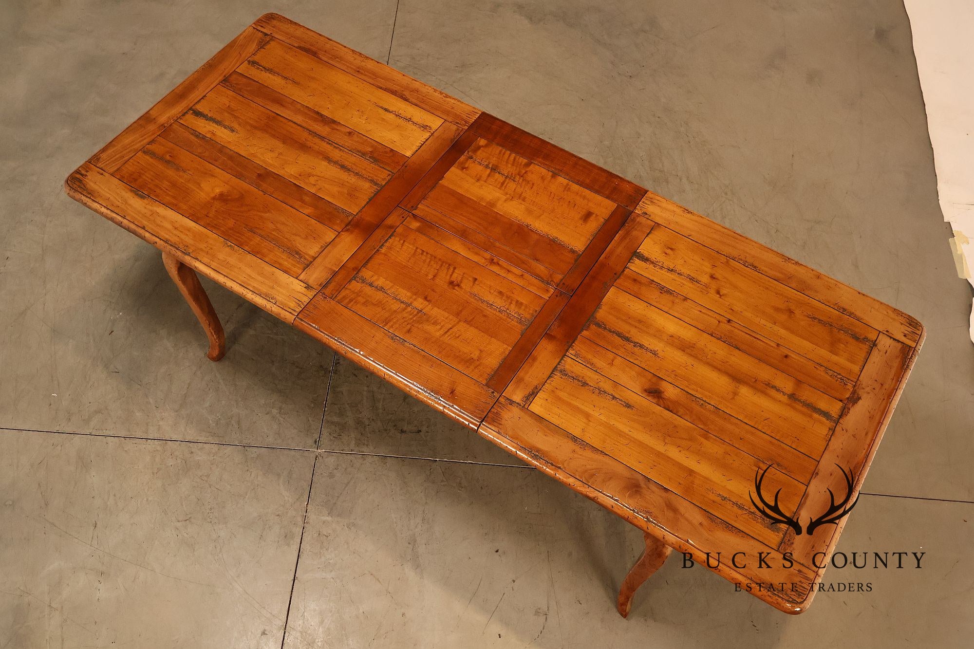 French Provincial Style Distressed Wood Extendable Dining Table