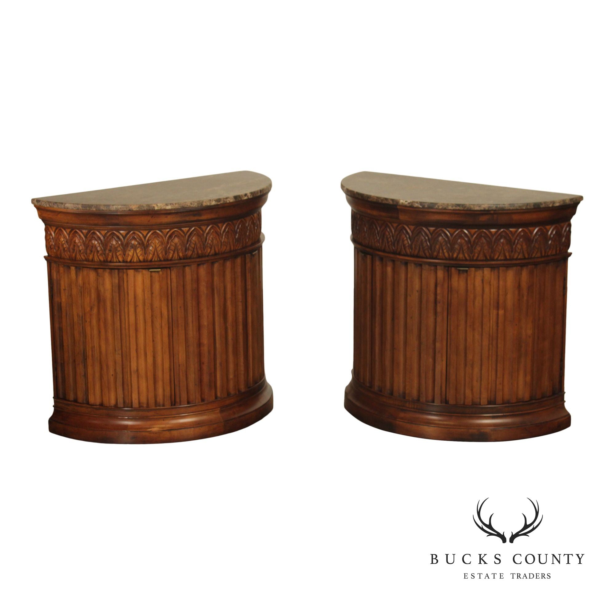 Century Furniture 'Venice Collection' Pair of Marble Top Consoles