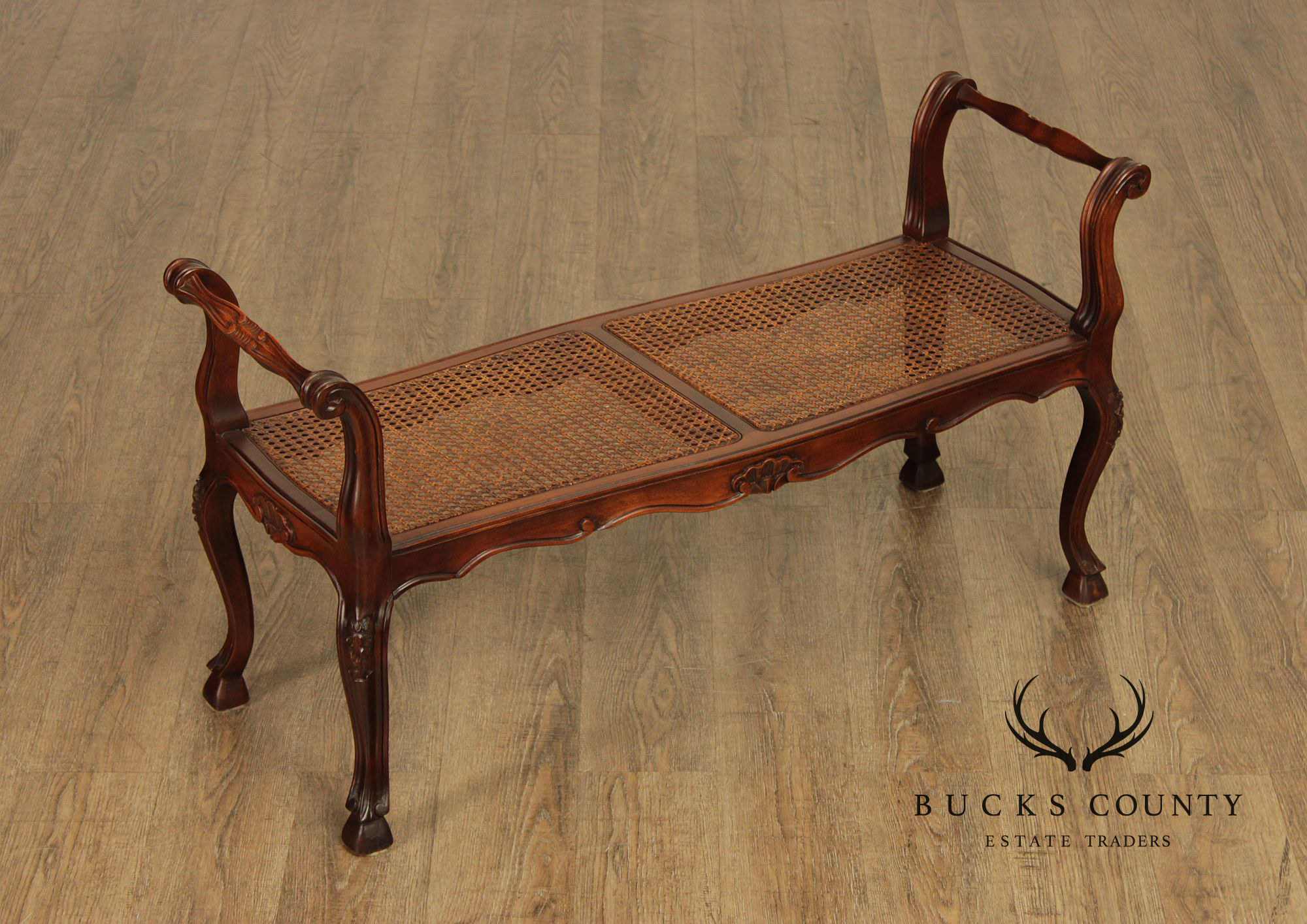 Italian Provincial Style Cane Seat Bench