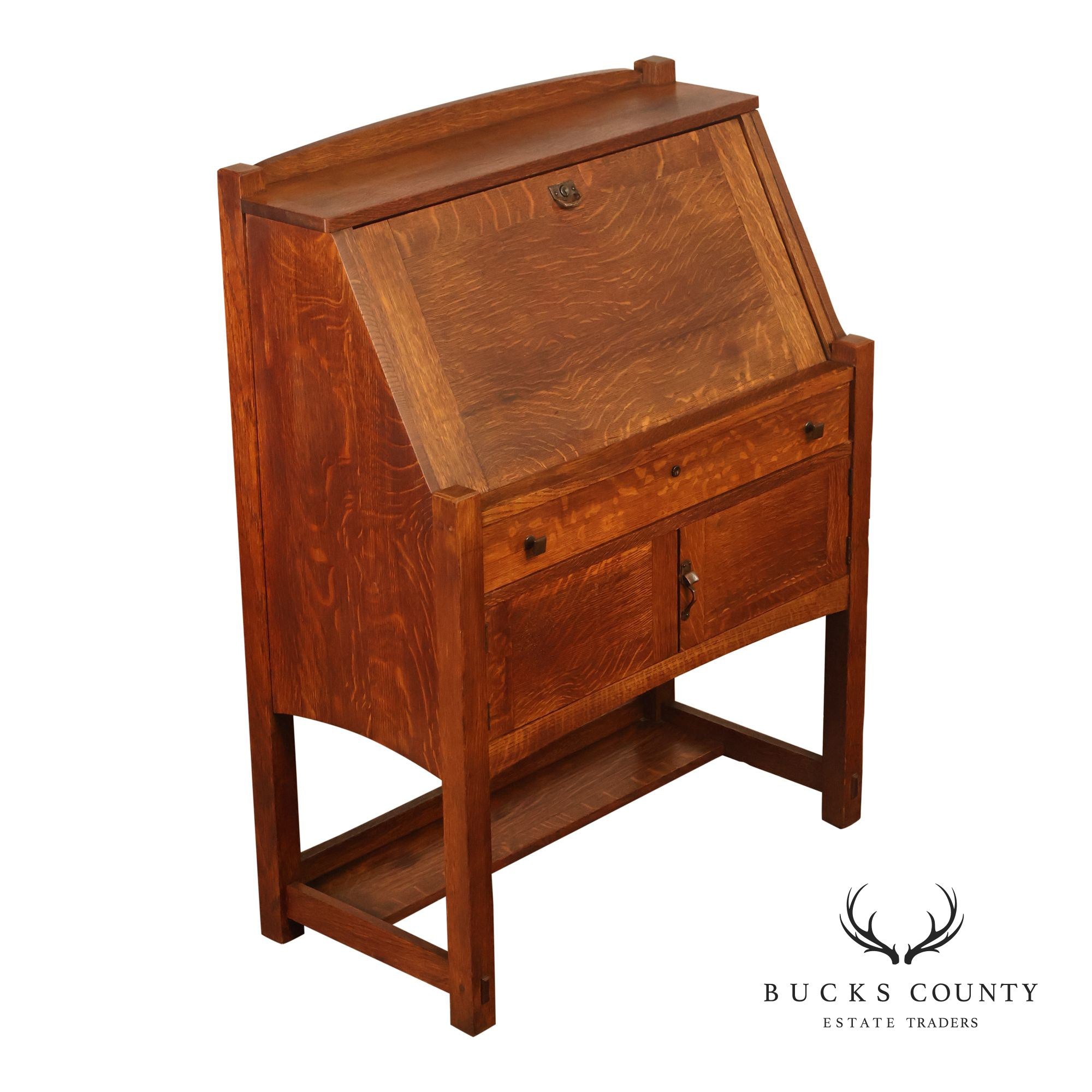 Limbert Arts And Crafts Antique Oak Slant Drop Front Writing Desk