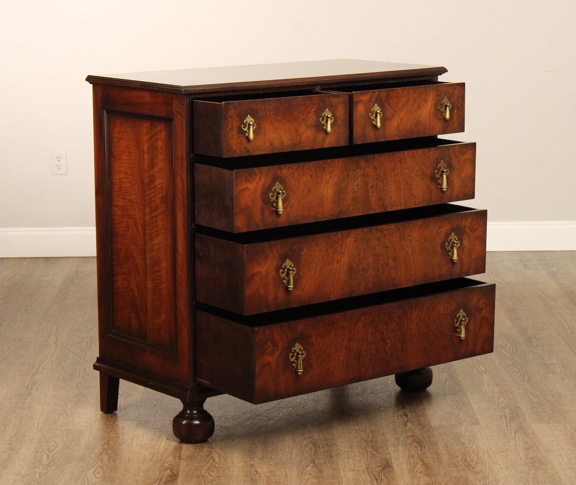 Wright Table Company William And Mary Style Walnut Chest Of Drawers