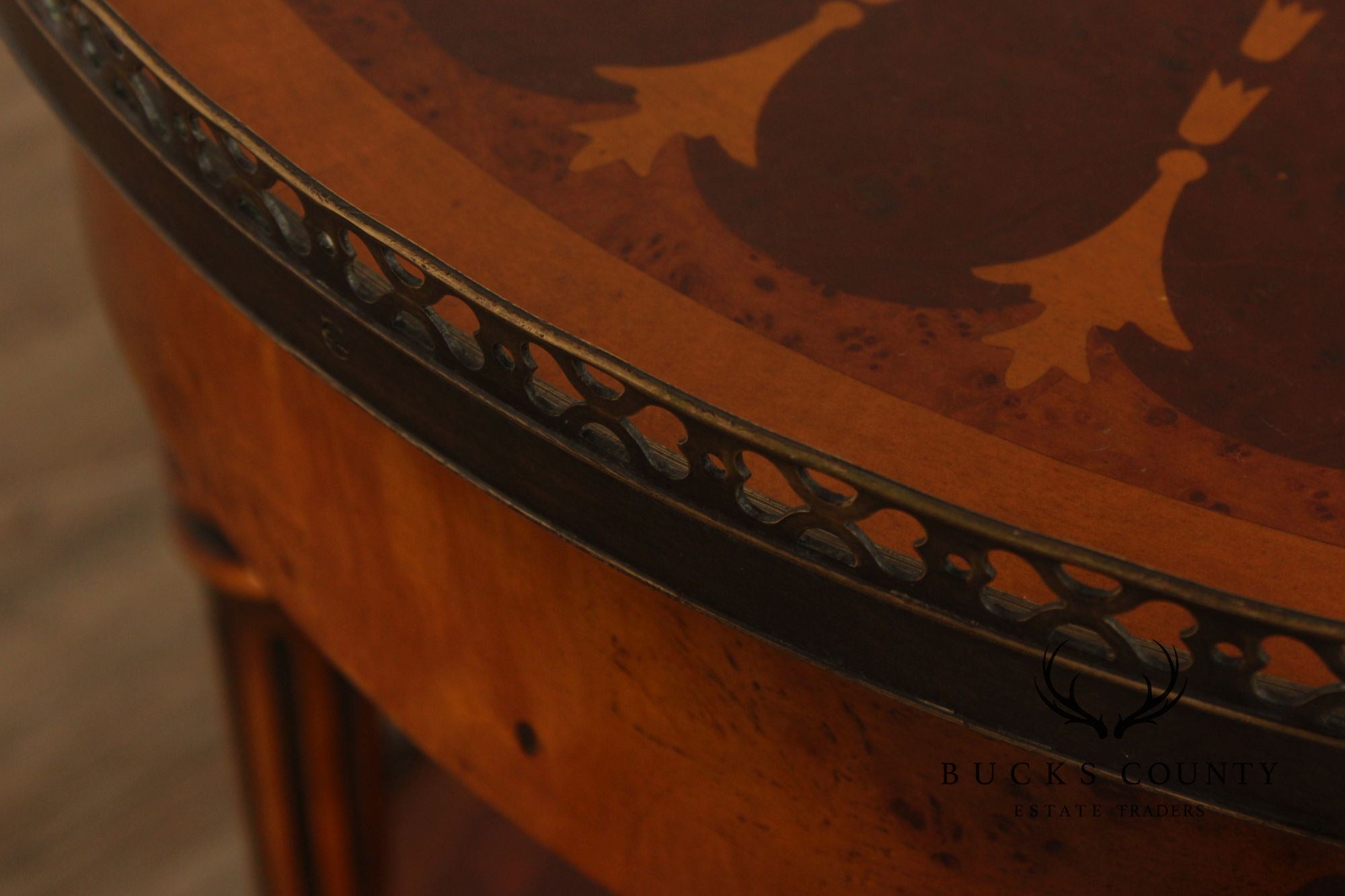 Theodore Alexander Round Two-Tier Inlaid Occasional Table