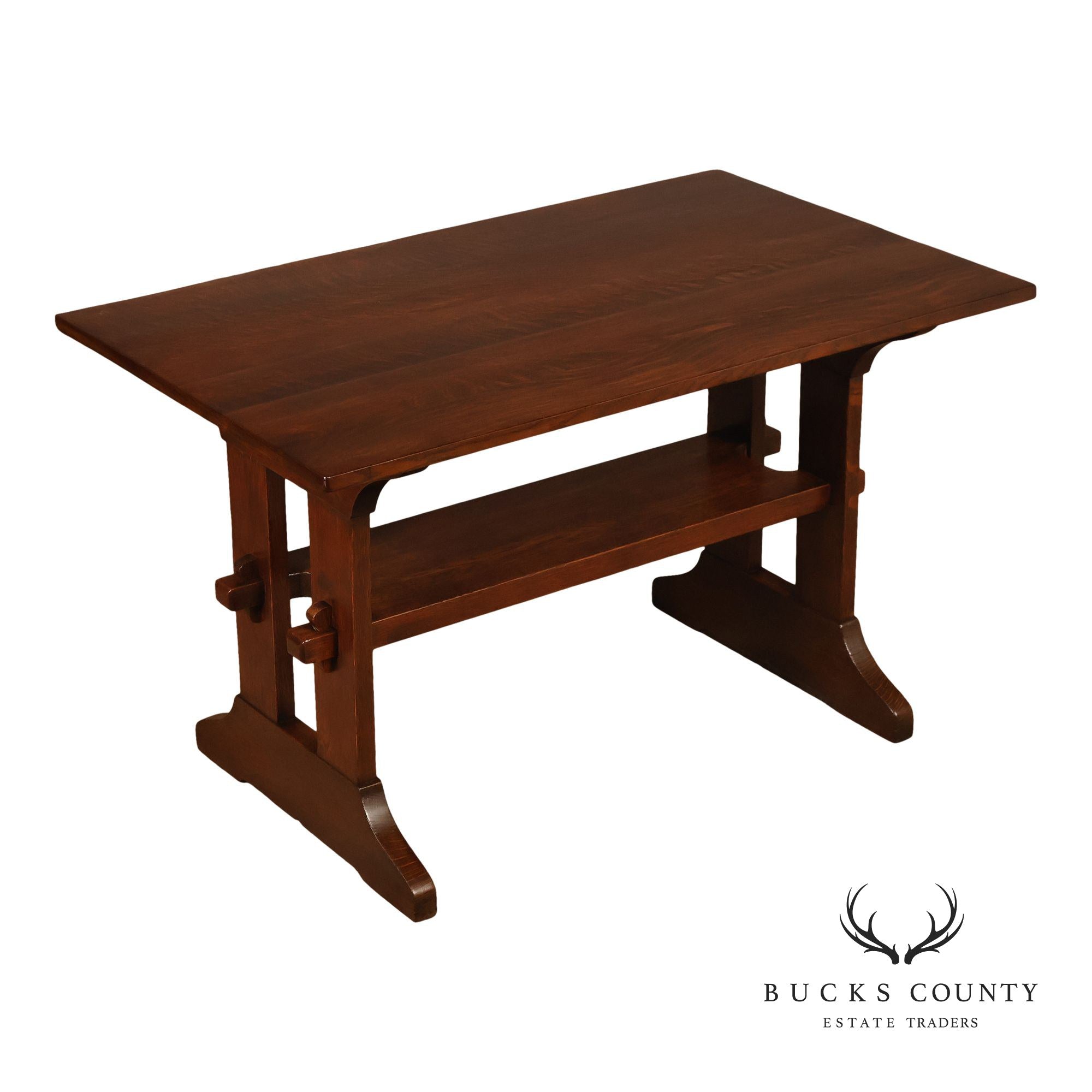 Gustav Stickley Mission Oak Trestle Library Table