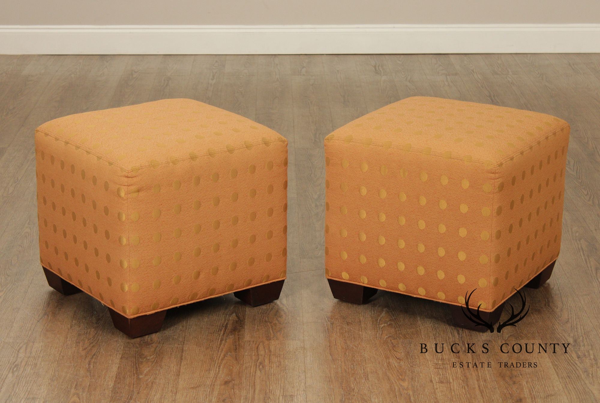 Pair of Upholstered Cube Ottomans