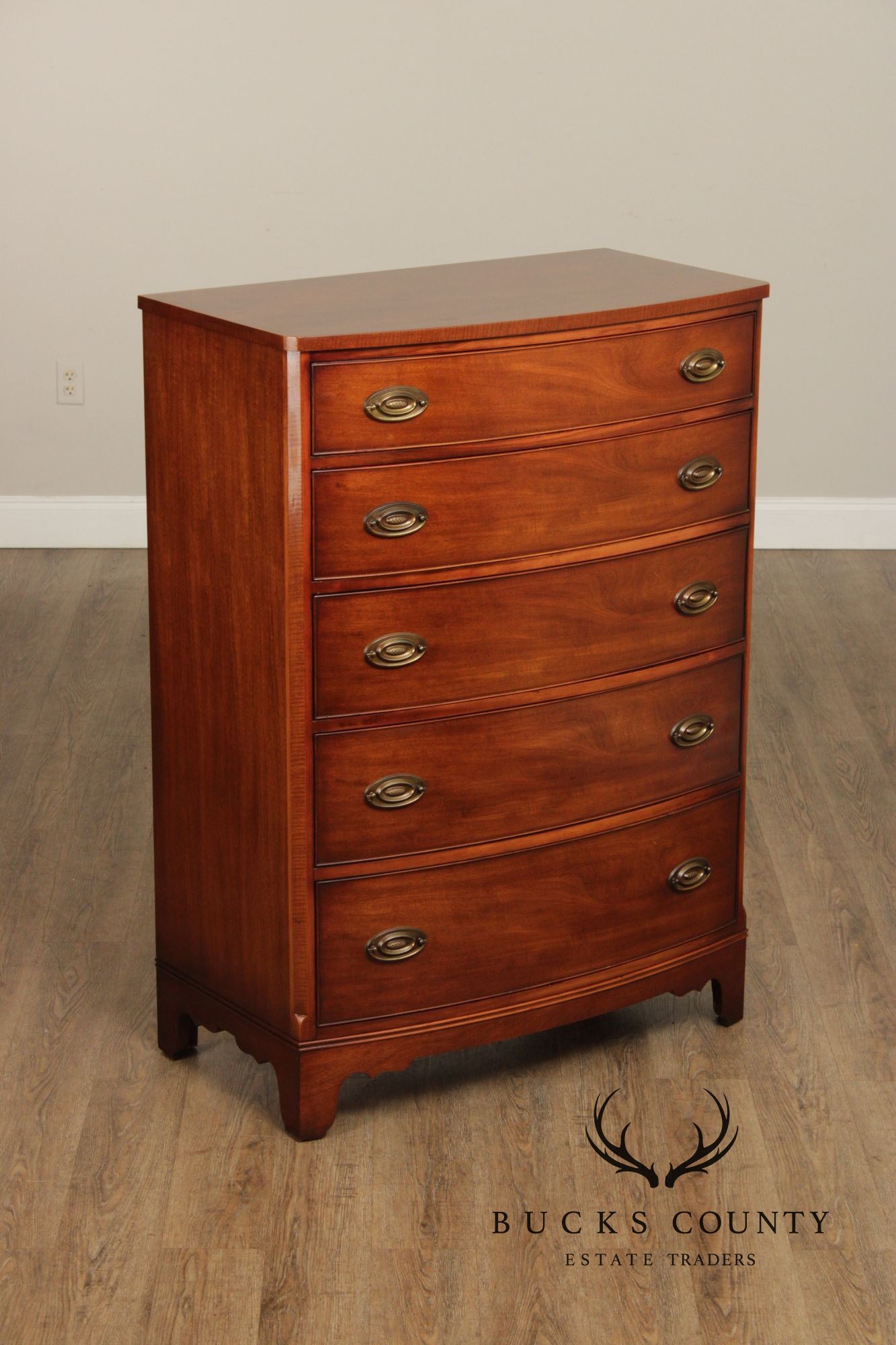 Morganton Furniture 1940's Hepplewhite Style Mahogany Tall Chest