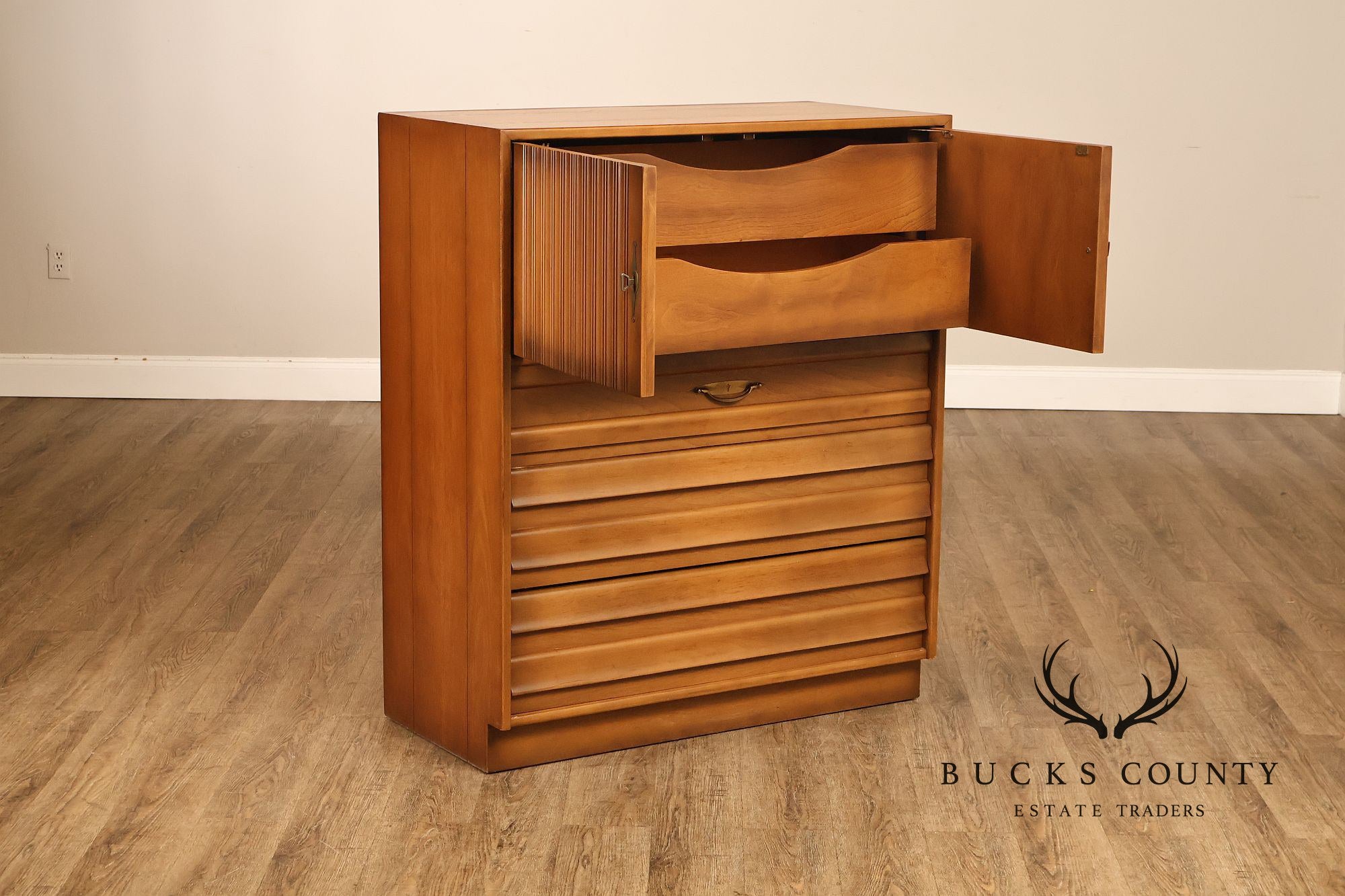 American of Martinsville Mid Century Modern Walnut Tall Chest
