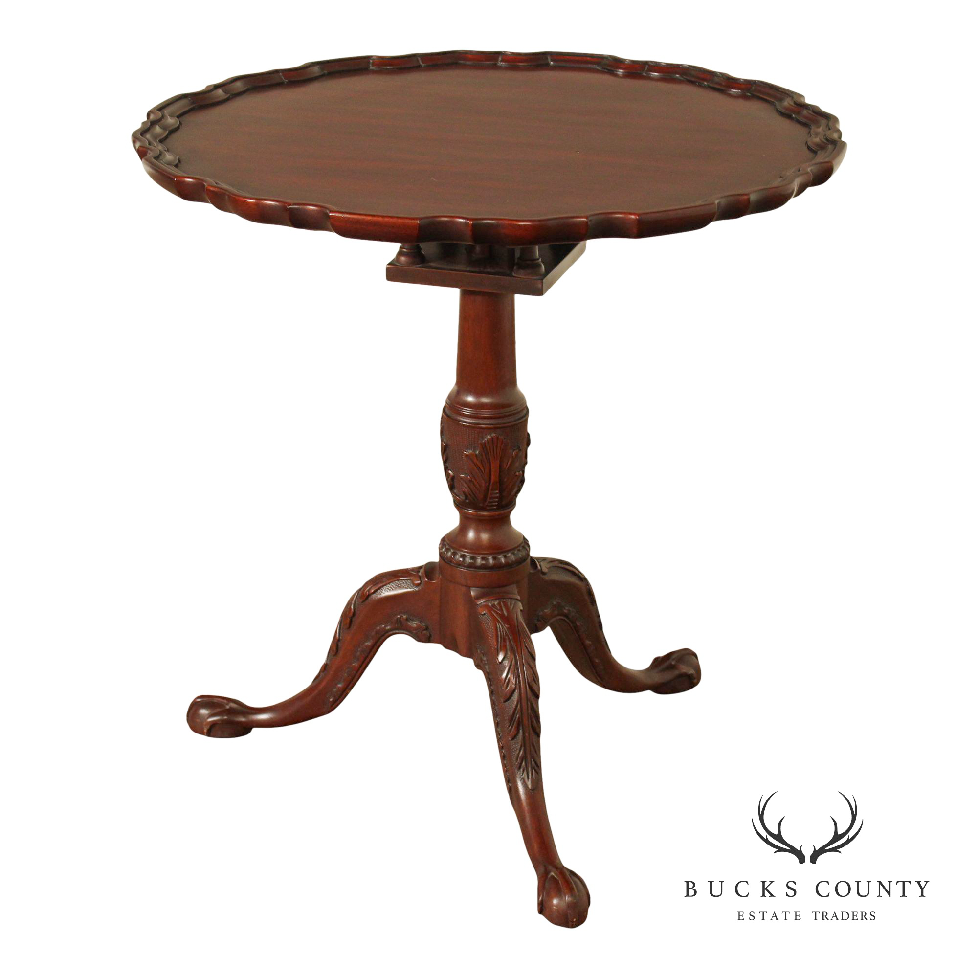 Henkel Harris Chippendale Style Mahogany Tilt Top Tea Table