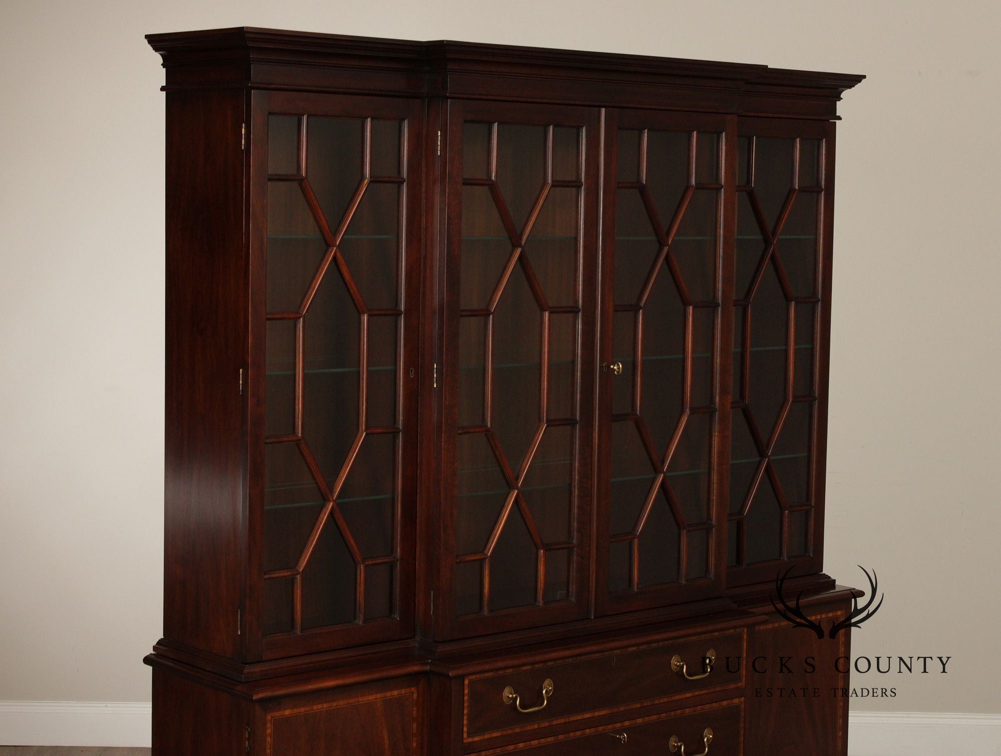 Henkel Harris Chippendale Style Mahogany Breakfront