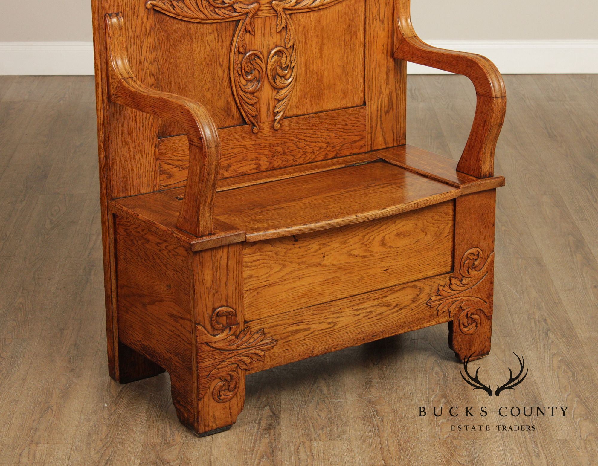 Antique Victorian Carved Oak Hall Tree