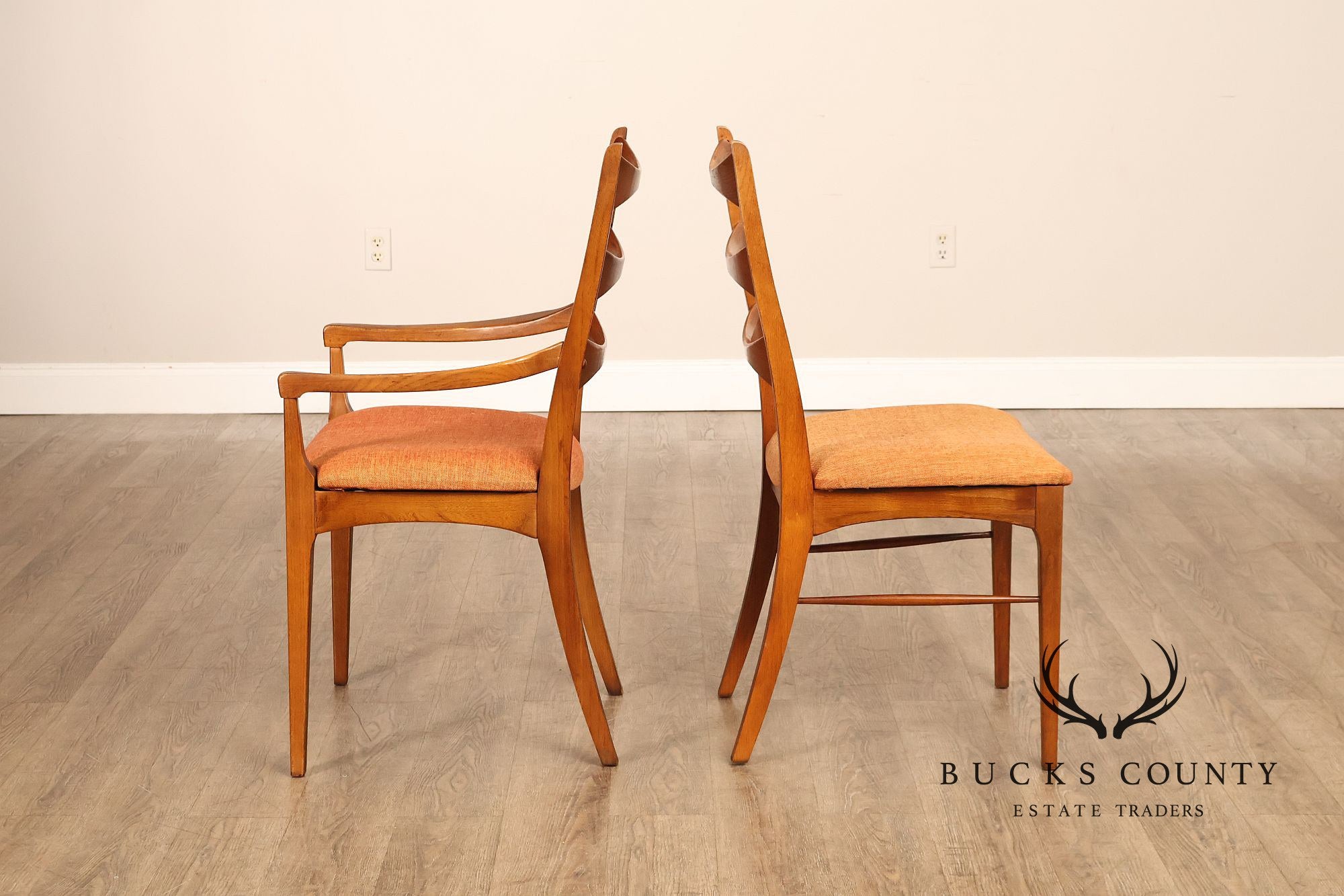 Lane Rhythm Mid Century Modern Set Of Six Walnut Dining Chairs