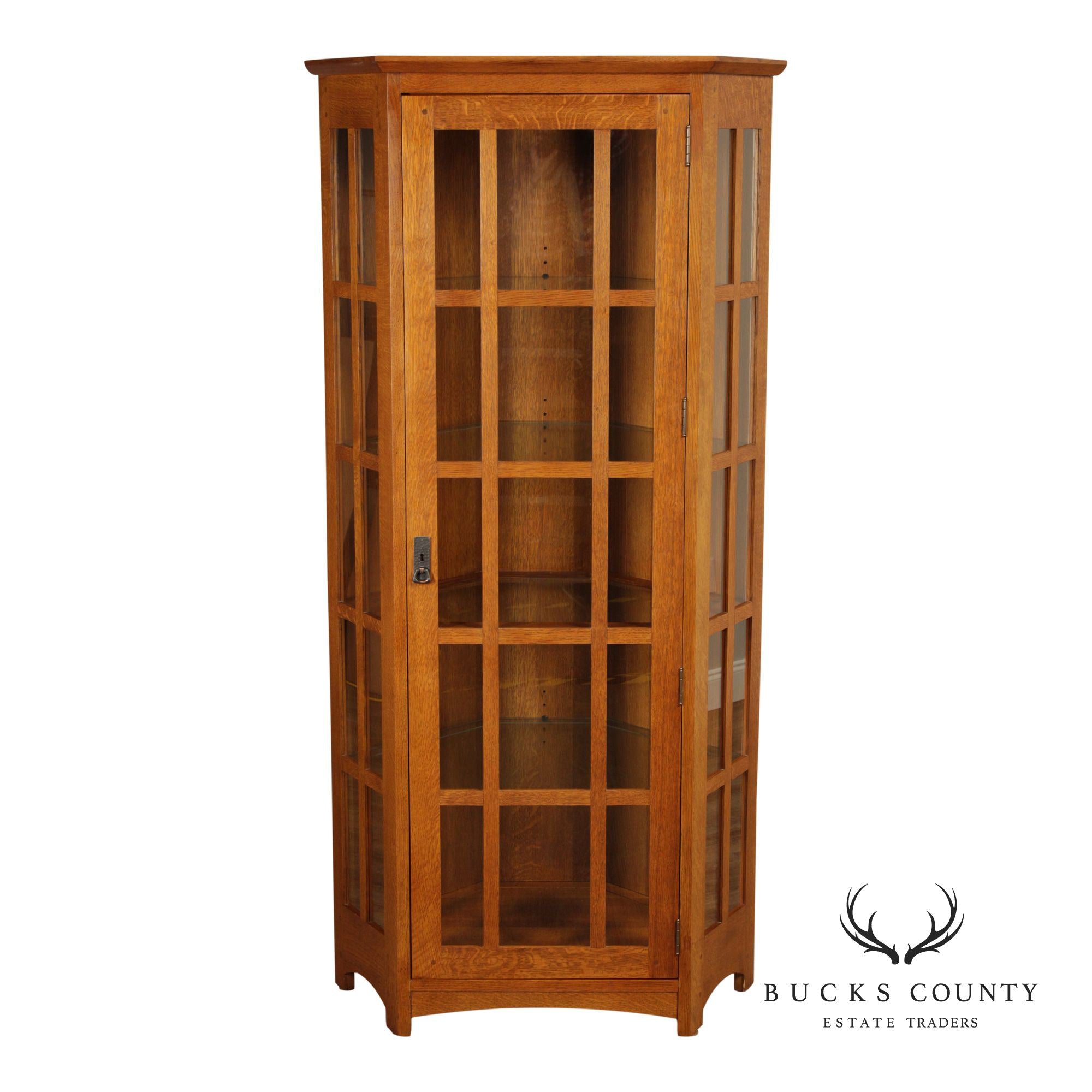 Stickley Mission Collection Oak Corner Curio Cabinet