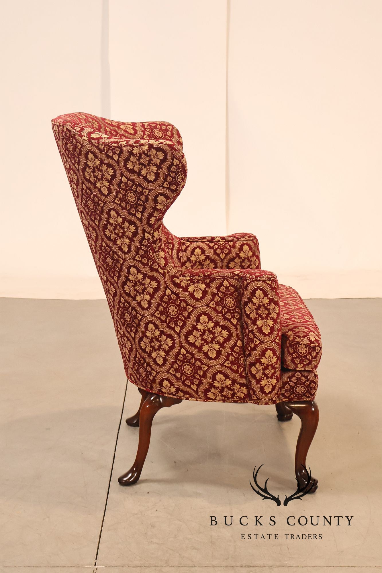 Smith & Watson Queen Anne Style Pair of Wing Chairs