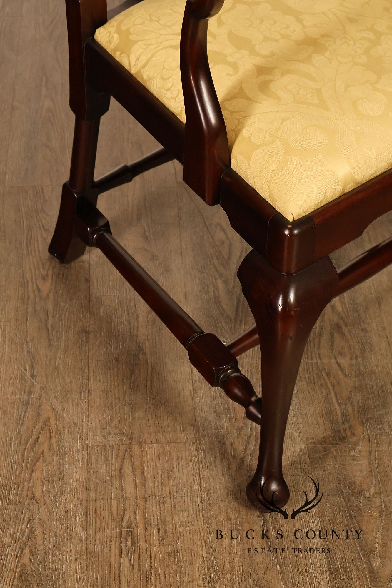 Queen Anne Style Custom Mahogany Triple Back Upholstered Settee