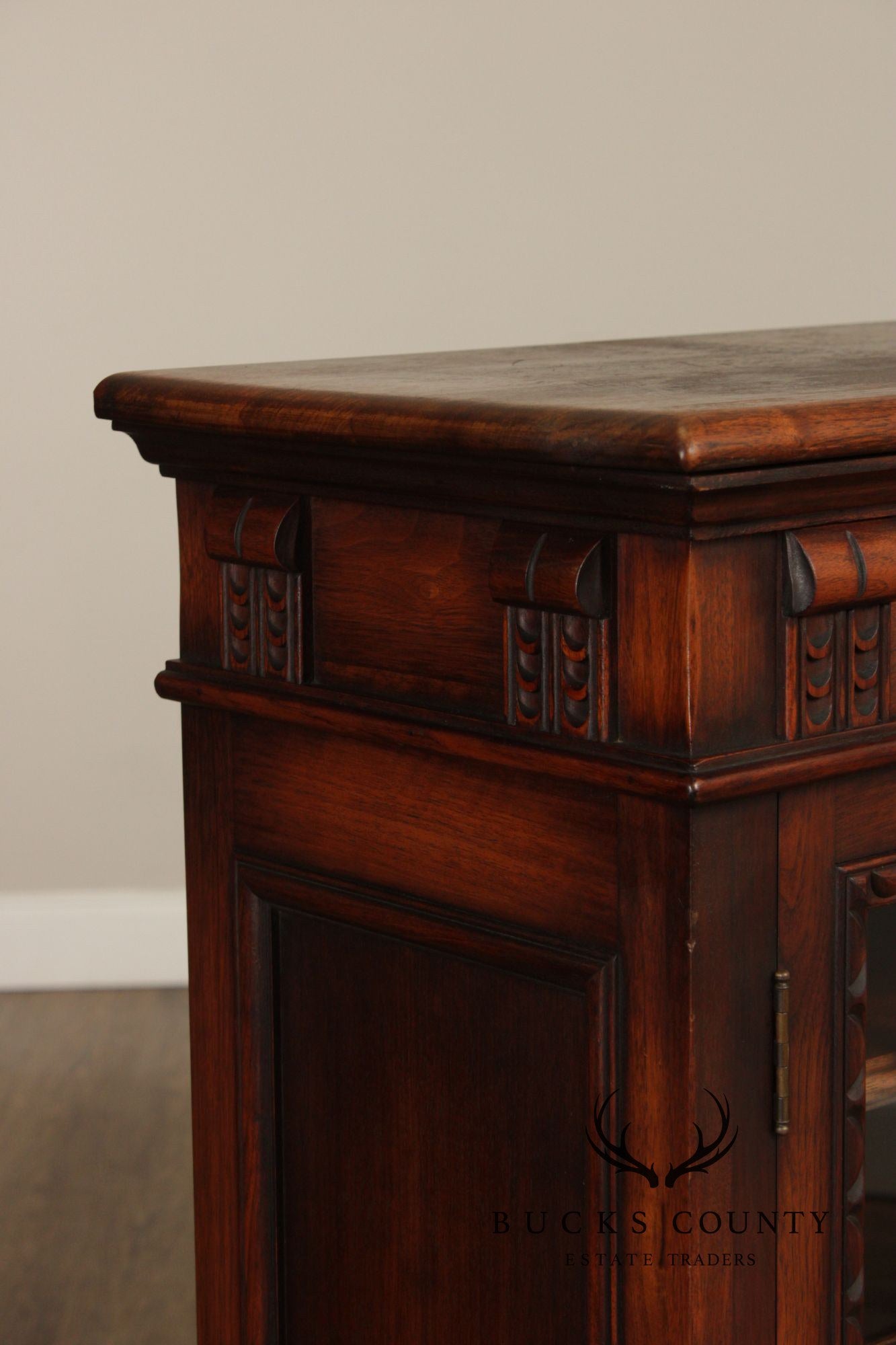 Kittinger Vintage 1930's Spanish Revival Style Walnut Bookcase Cabinet