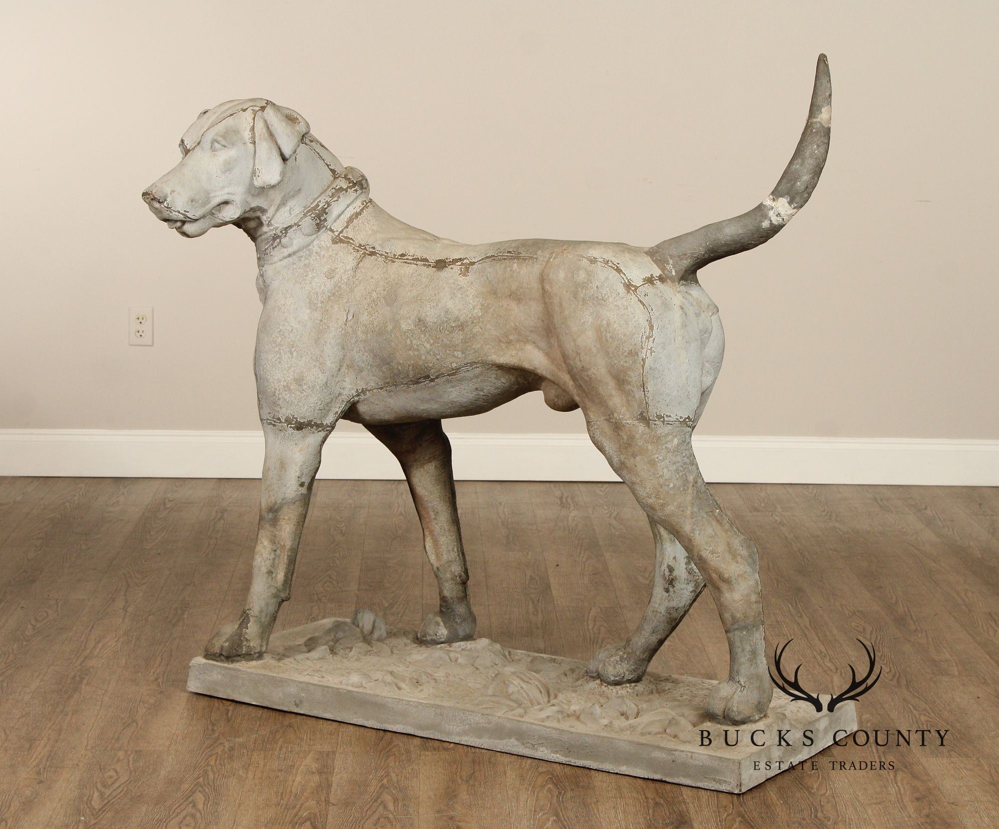 Antique J.W. Fiske Zinc Morley's Dog Statue