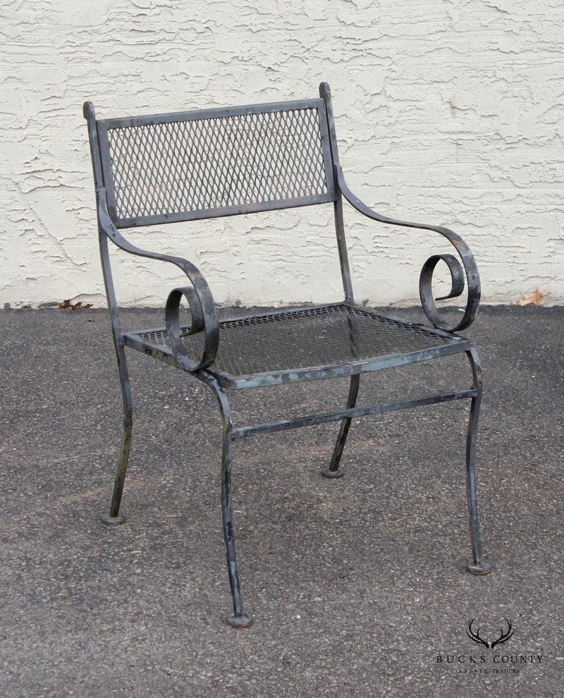 Vintage Pair of Wrought Iron Outdoor Garden Armchairs