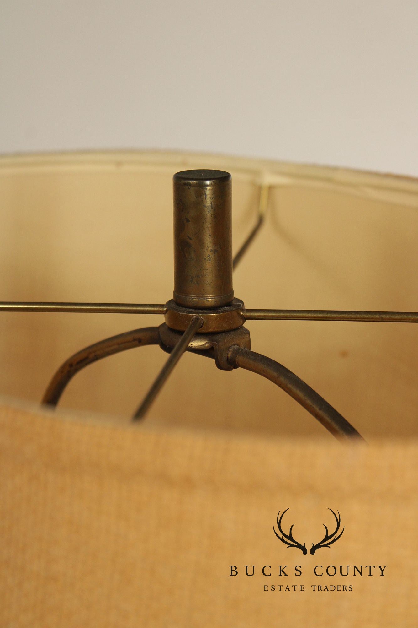 Mid Century Modern Sculpted Brass and Walnut Table Lamp By Modeline