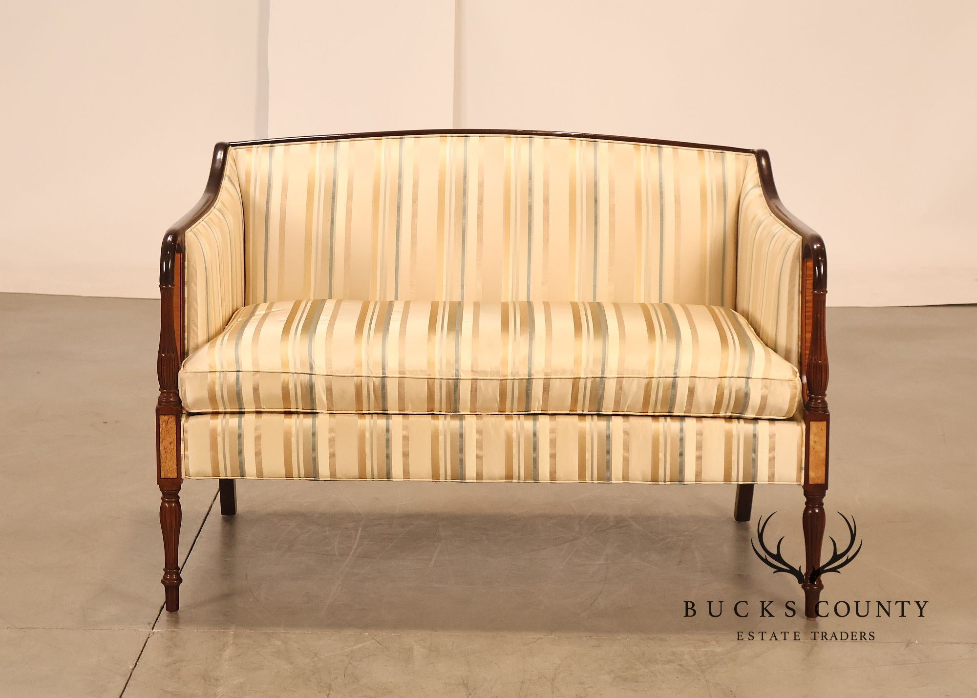 Southwood Sheraton Style Inlaid Mahogany Loveseat