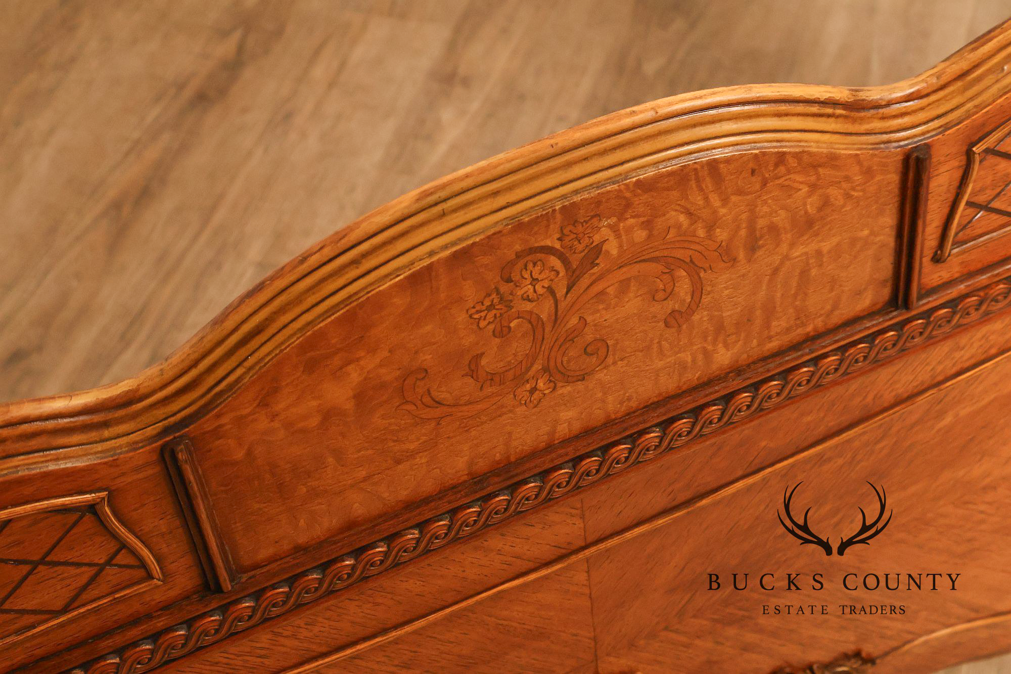 1940's Vintage French Style Full Size Satinwood Bed