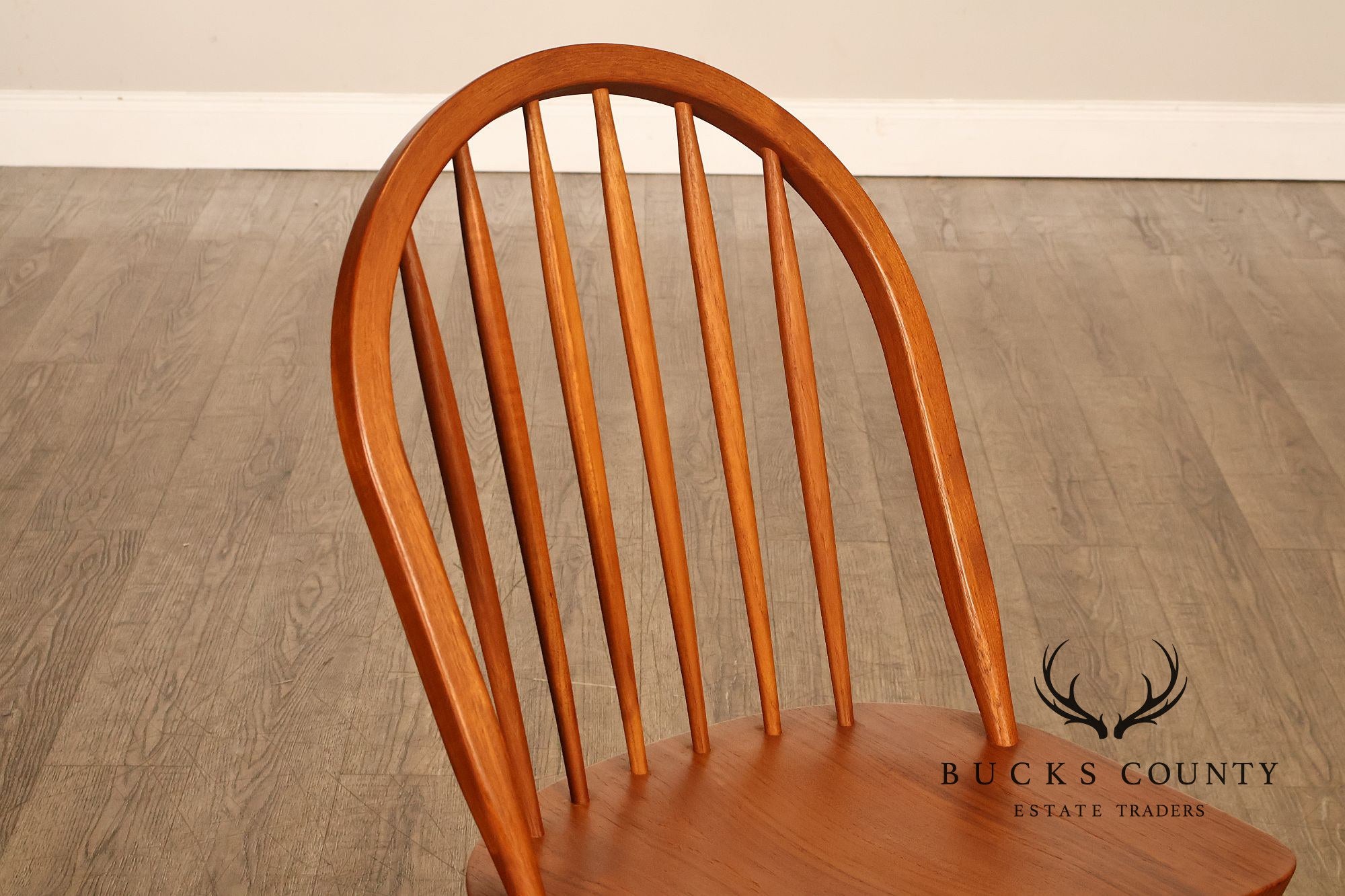 KD Sun Furniture Vintage Danish Modern Style Set of Six Teak Windsor Dining Chairs