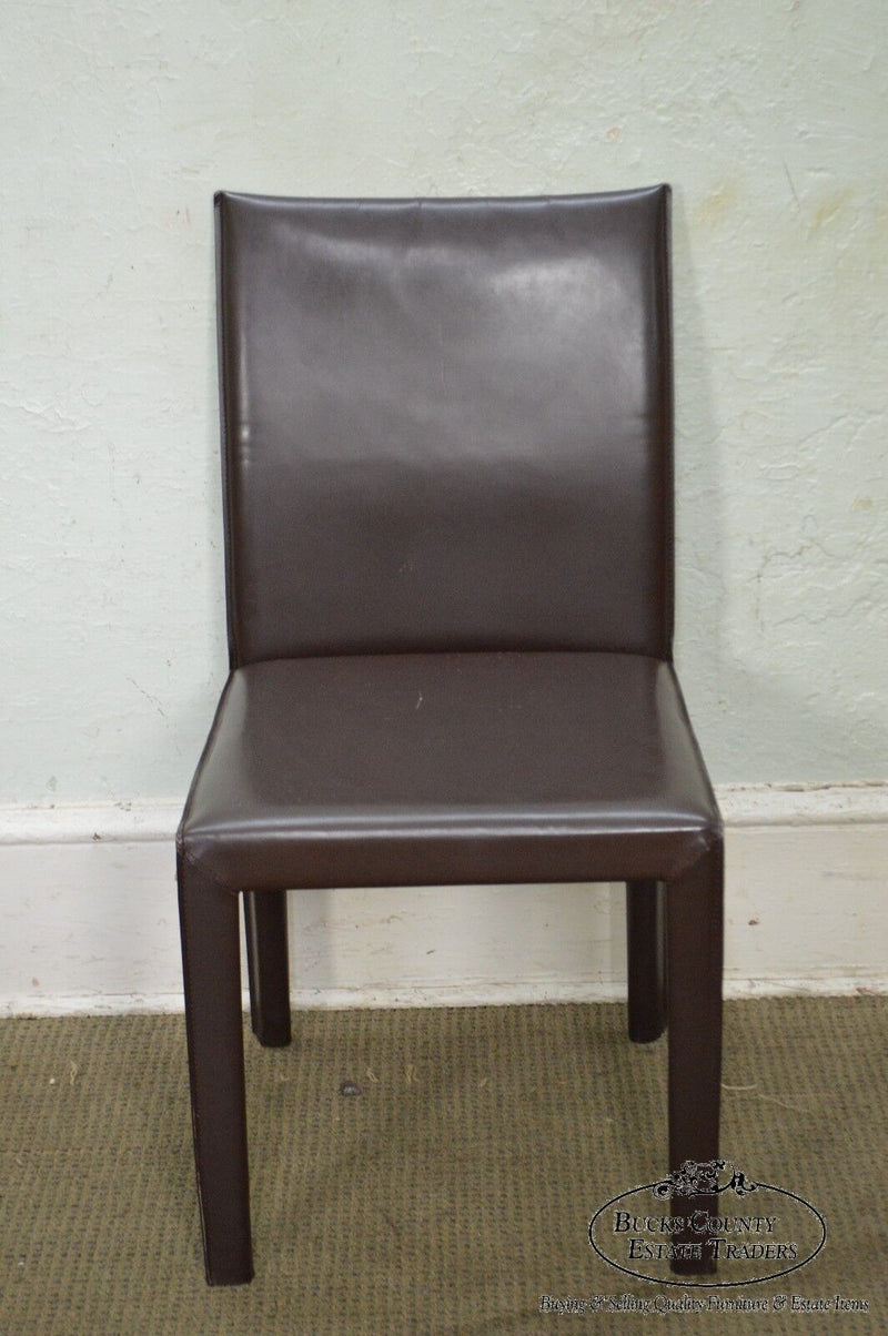 Maria Yee Set of 12 Brown Leather Dining Chairs