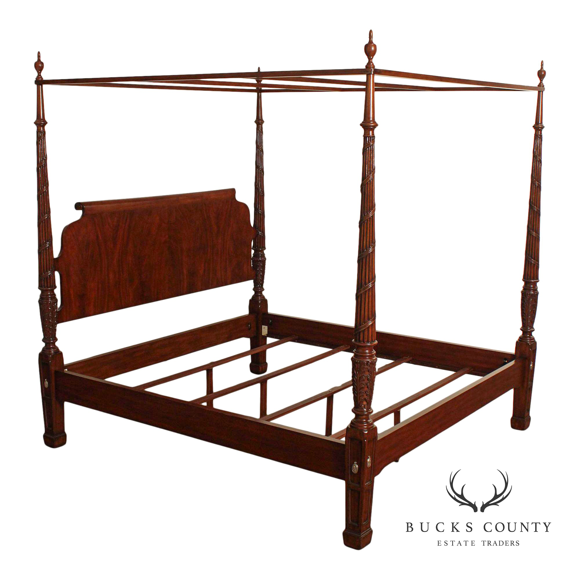 Ethan Allen Federal Style Mahogany King Poster Canopy Bed