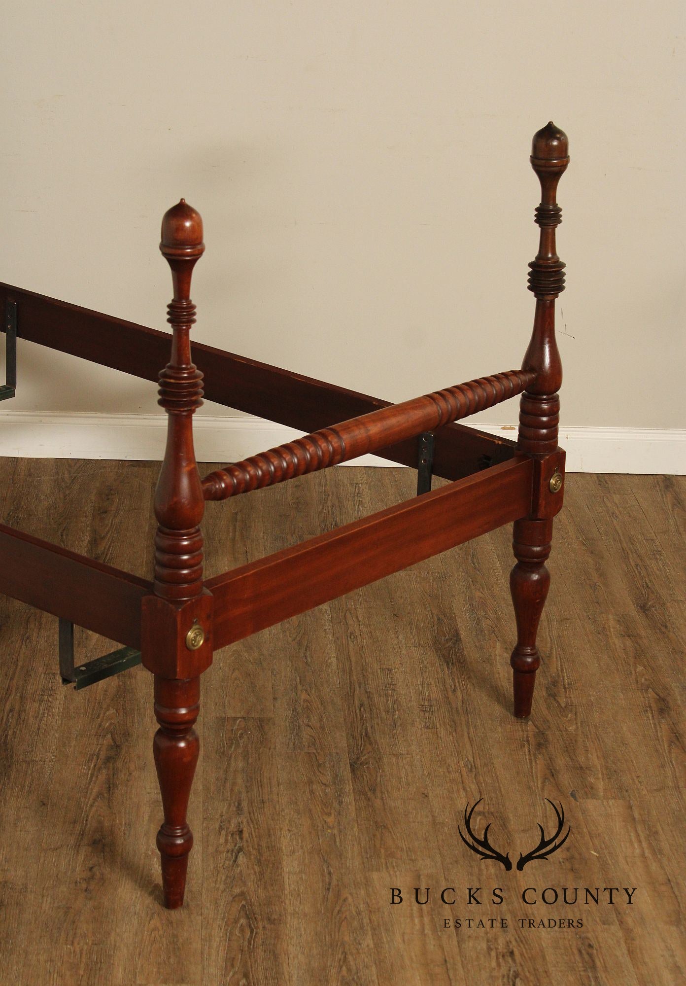 Antique Sheraton Style Pair Of Twin Poster Beds