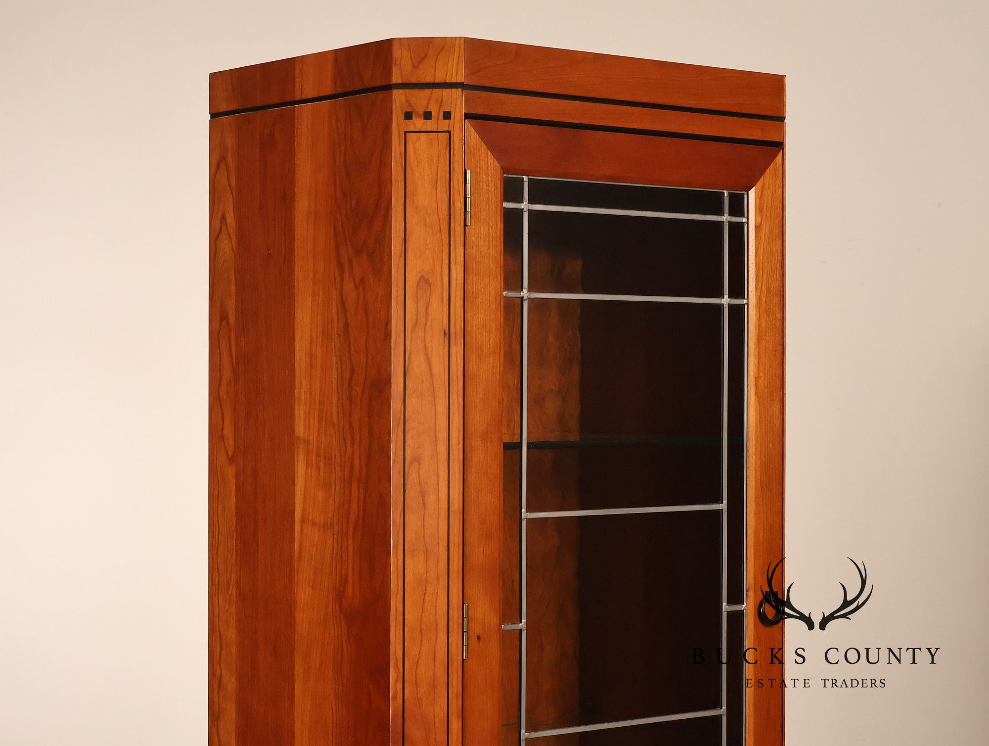 Stickley 21st Century Collection Pair Of Cherry Lighted Curio Display Cabinets